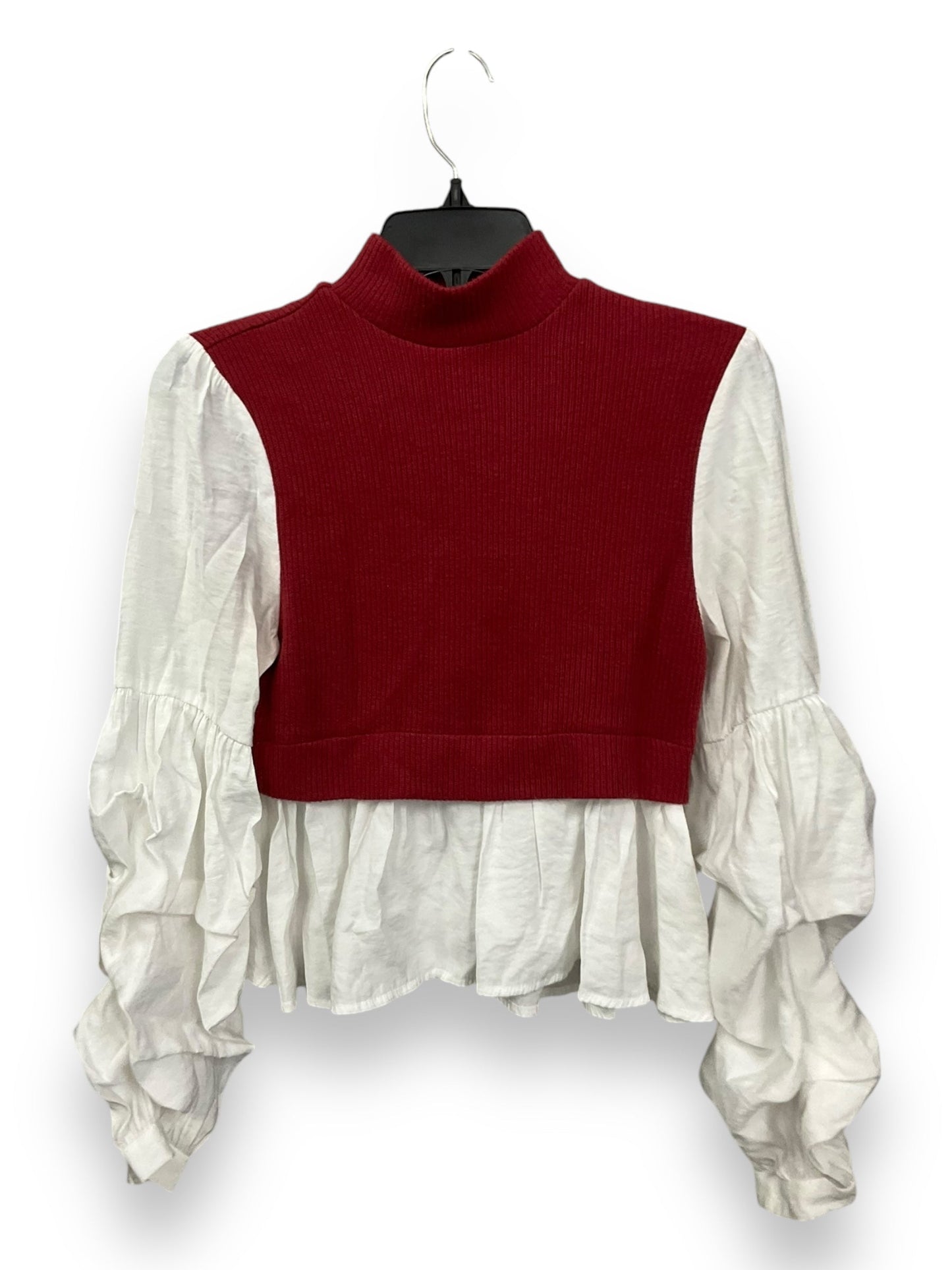 Top Long Sleeve By Anthropologie In Red & White, Size: S