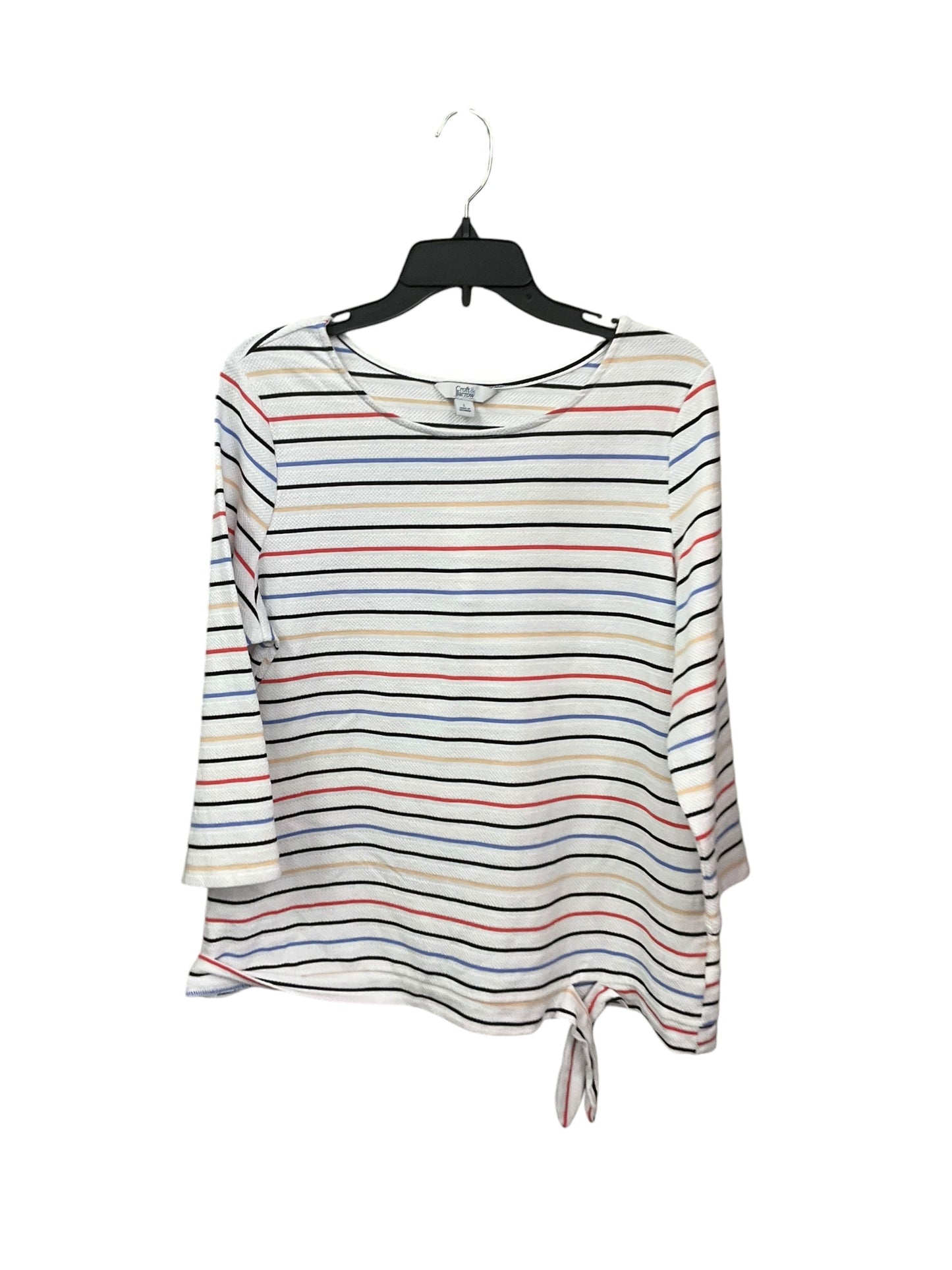 Top 3/4 Sleeve By Croft And Barrow In Striped Pattern, Size: L