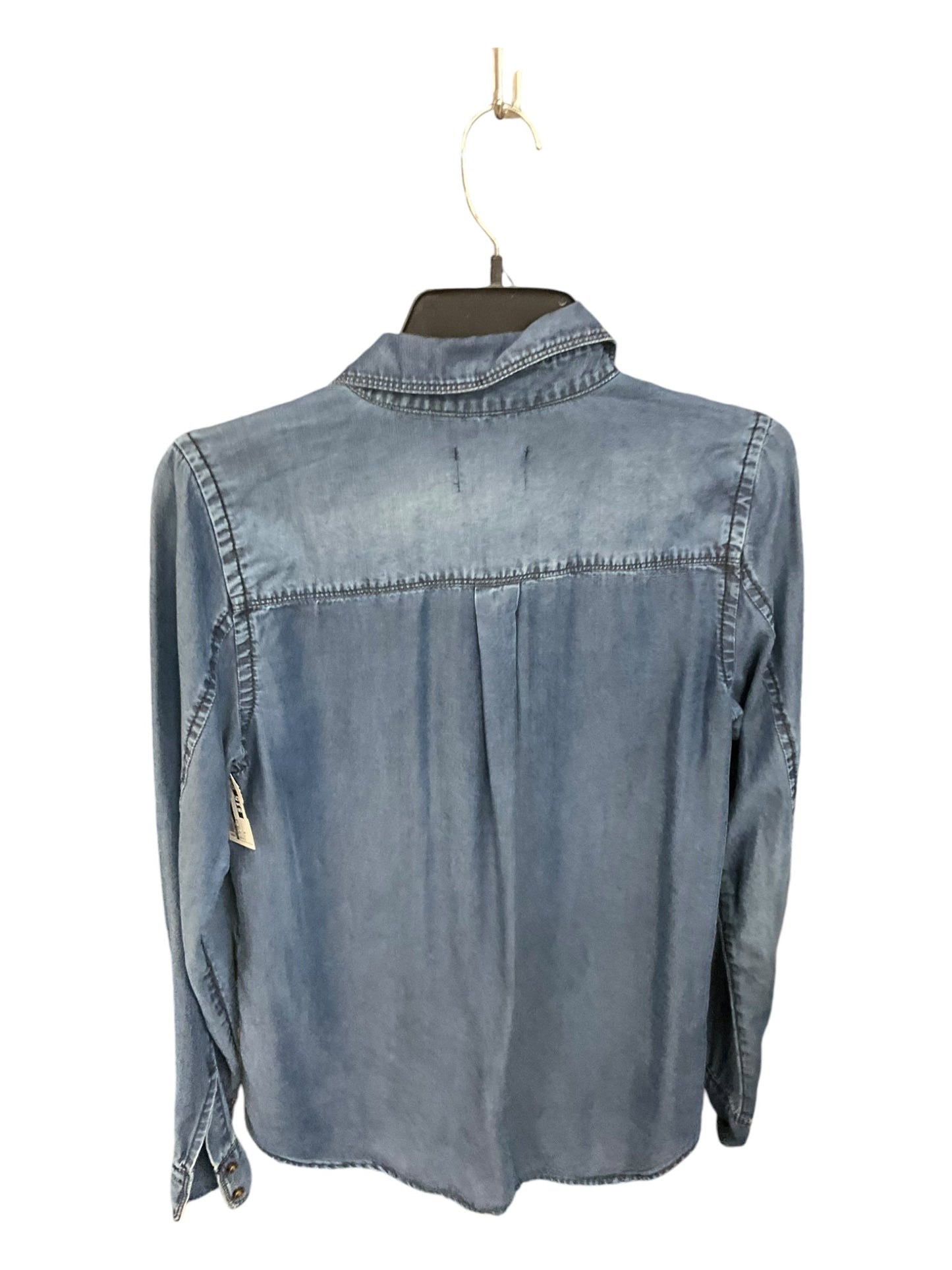 Blouse Long Sleeve By Caslon In Blue Denim, Size: S