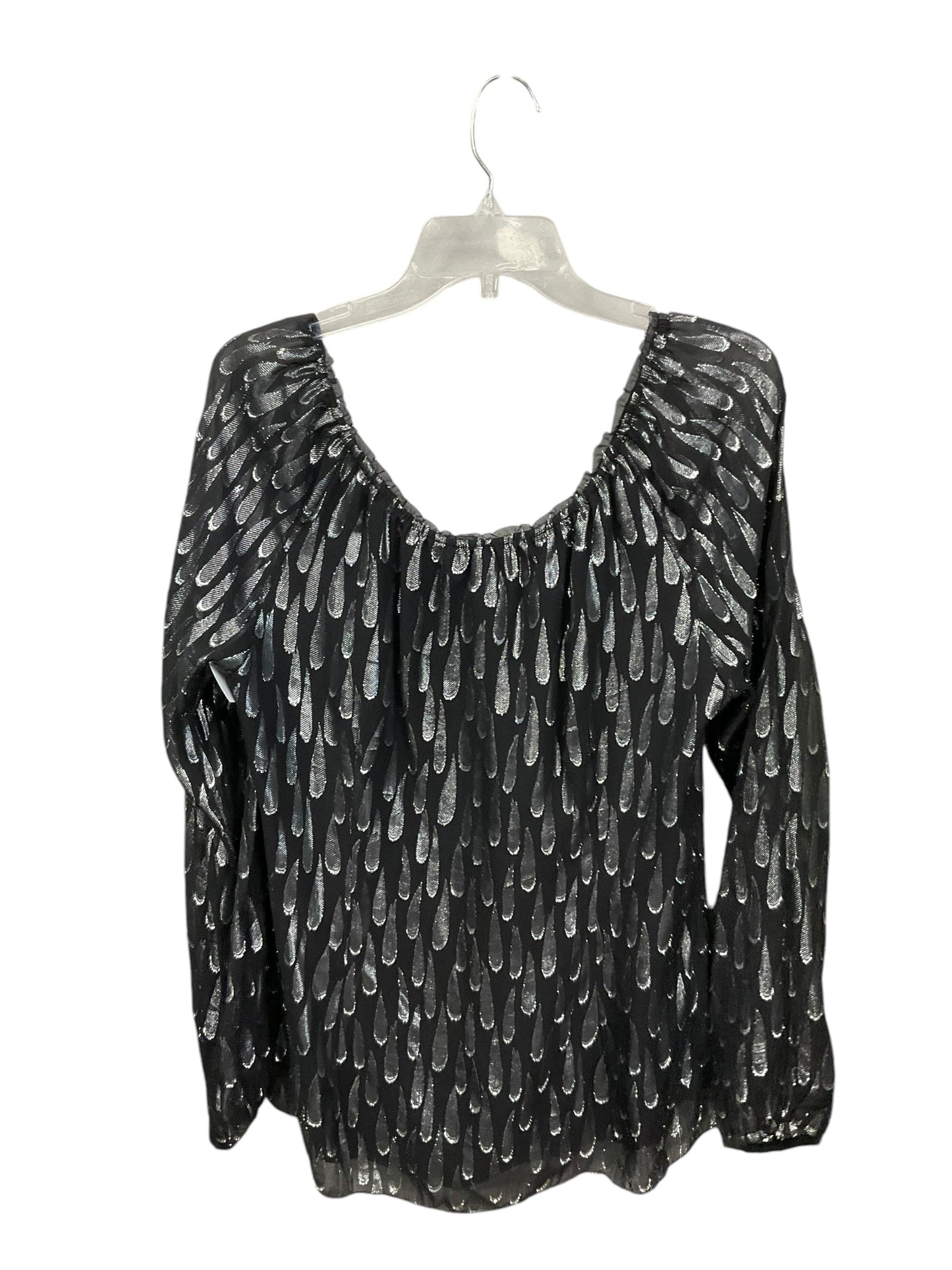 Top Long Sleeve By White House Black Market In Black & Silver, Size: L