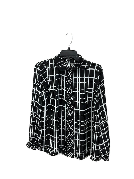 Blouse Long Sleeve By Ny Collection In Black & White, Size: M