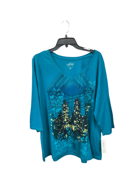 Top 3/4 Sleeve By Style And Company Sport In Blue, Size: 3x