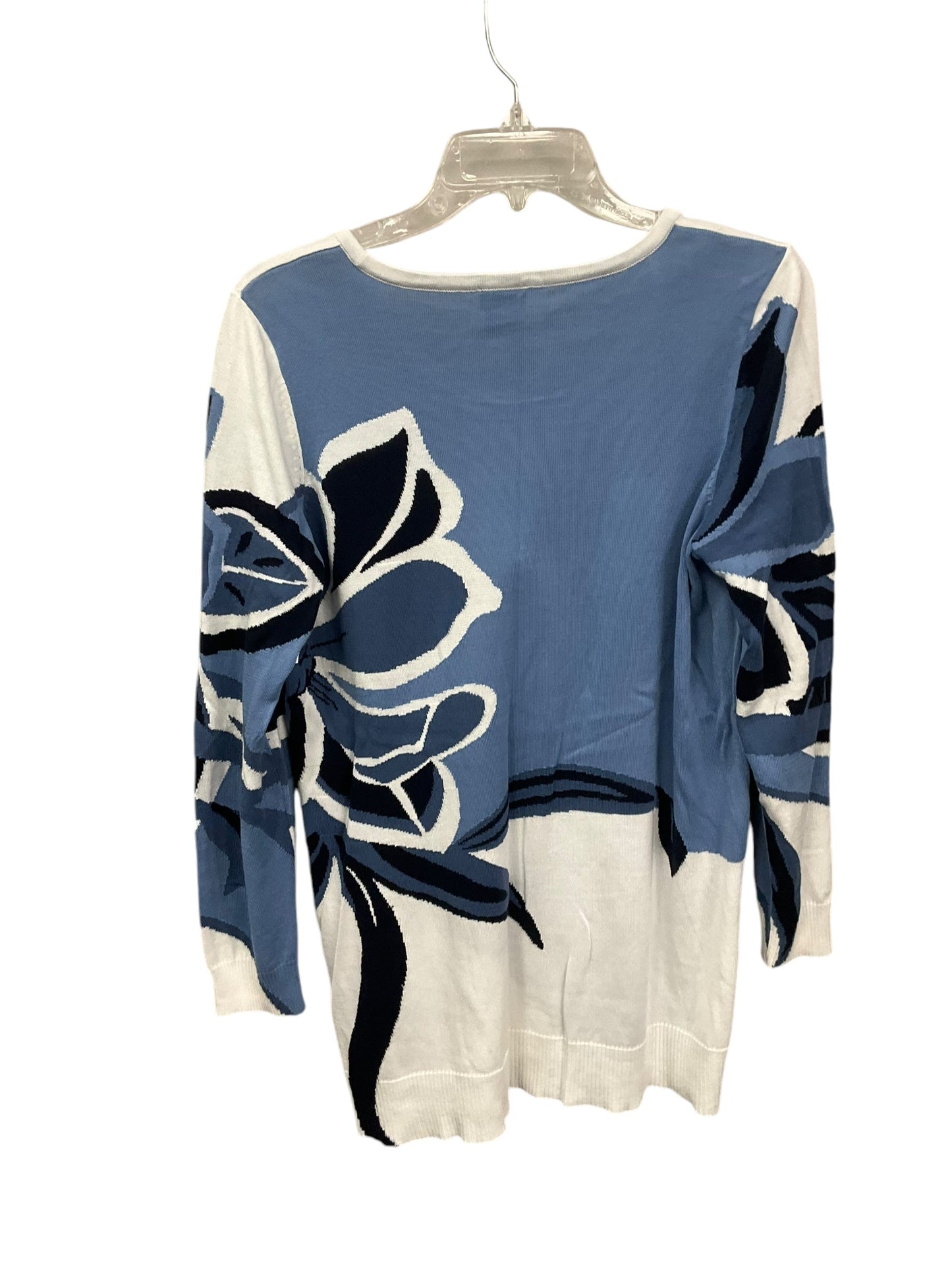 Top Long Sleeve By Chicos In Blue & White, Size: M