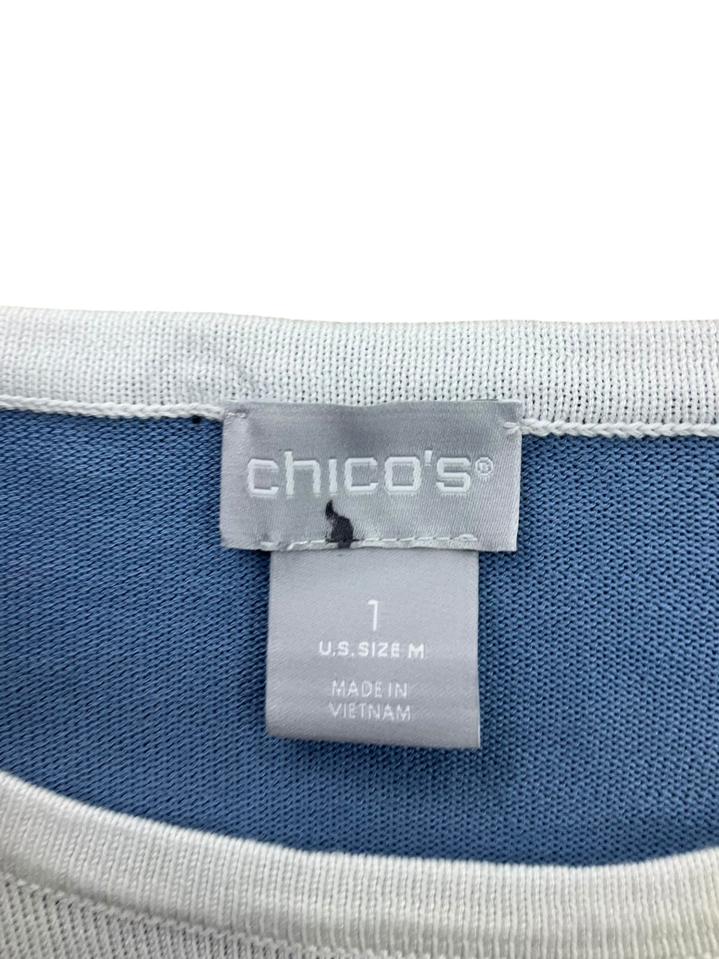 Top Long Sleeve By Chicos In Blue & White, Size: M