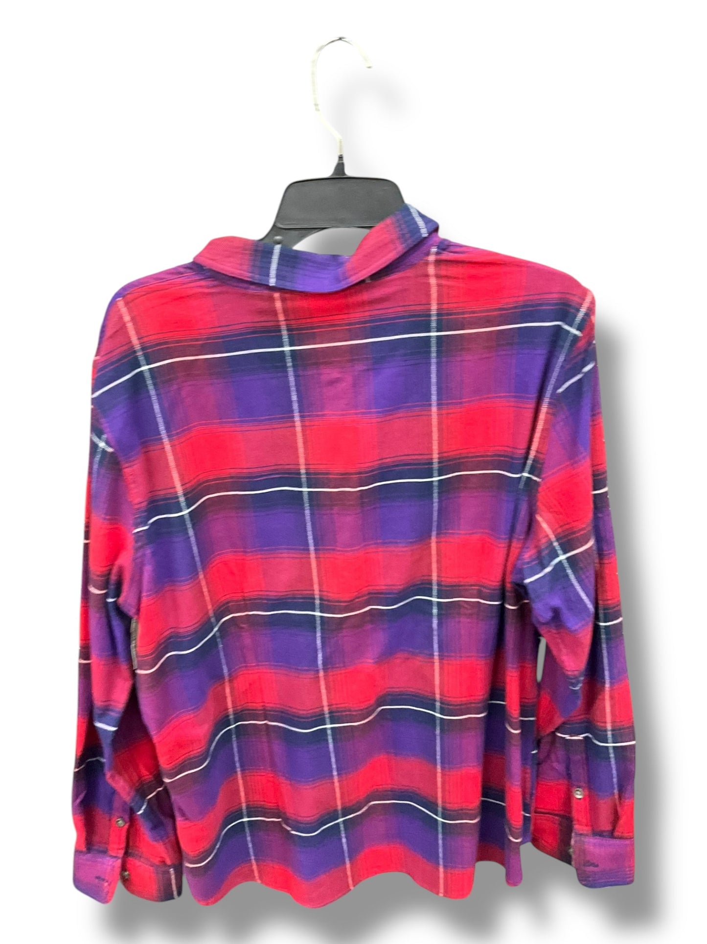 Top Long Sleeve By Chaps In Plaid Pattern, Size: 2x