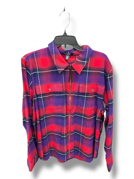 Top Long Sleeve By Chaps In Plaid Pattern, Size: 2x