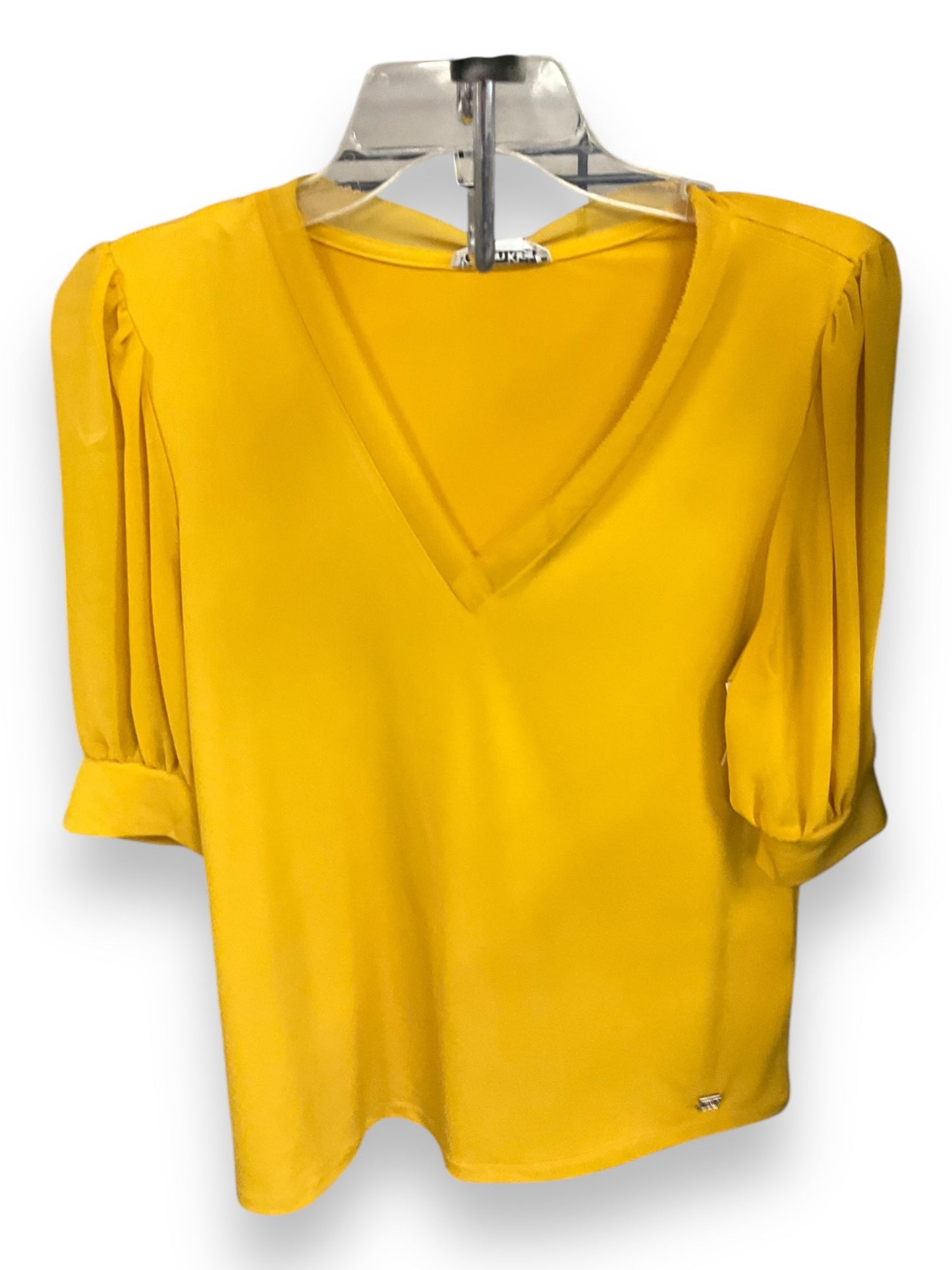 Top Short Sleeve By Calvin Klein In Gold, Size: S