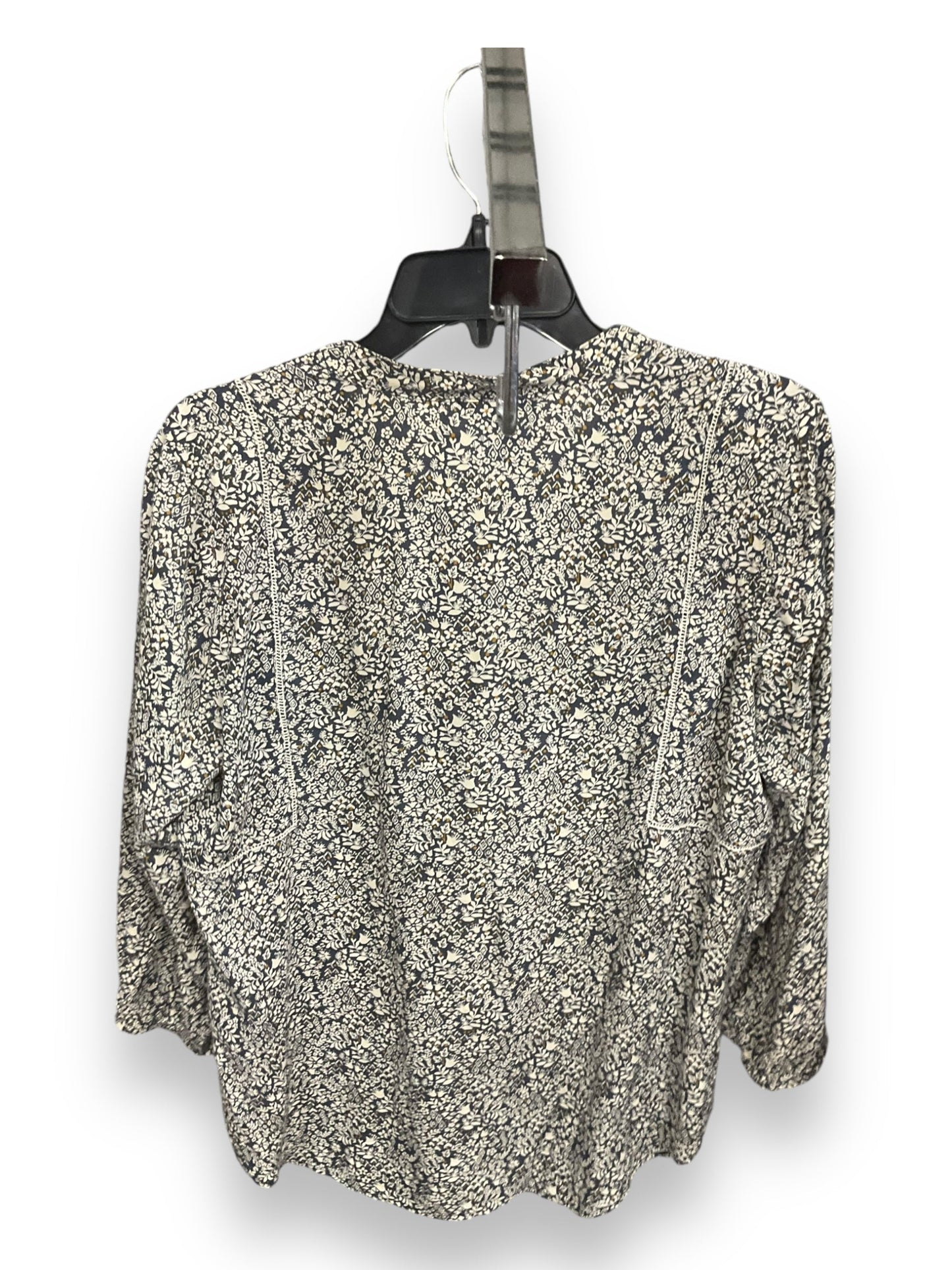 Top 3/4 Sleeve By Lucky Brand In Blue & Cream, Size: M