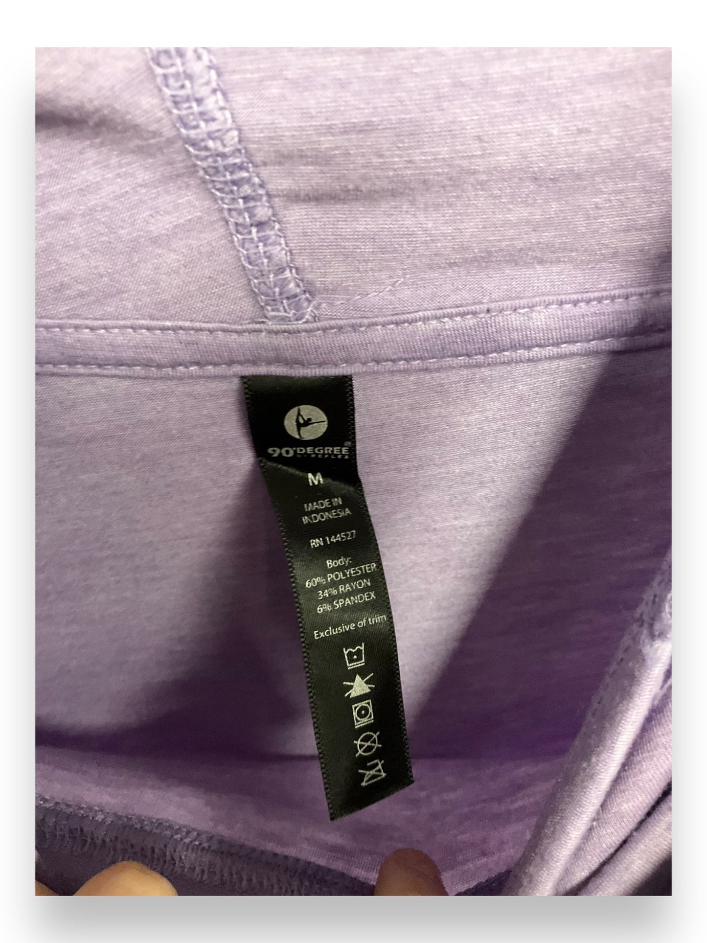 Athletic Top Long Sleeve Hoodie By 90 Degrees By Reflex In Purple, Size: M