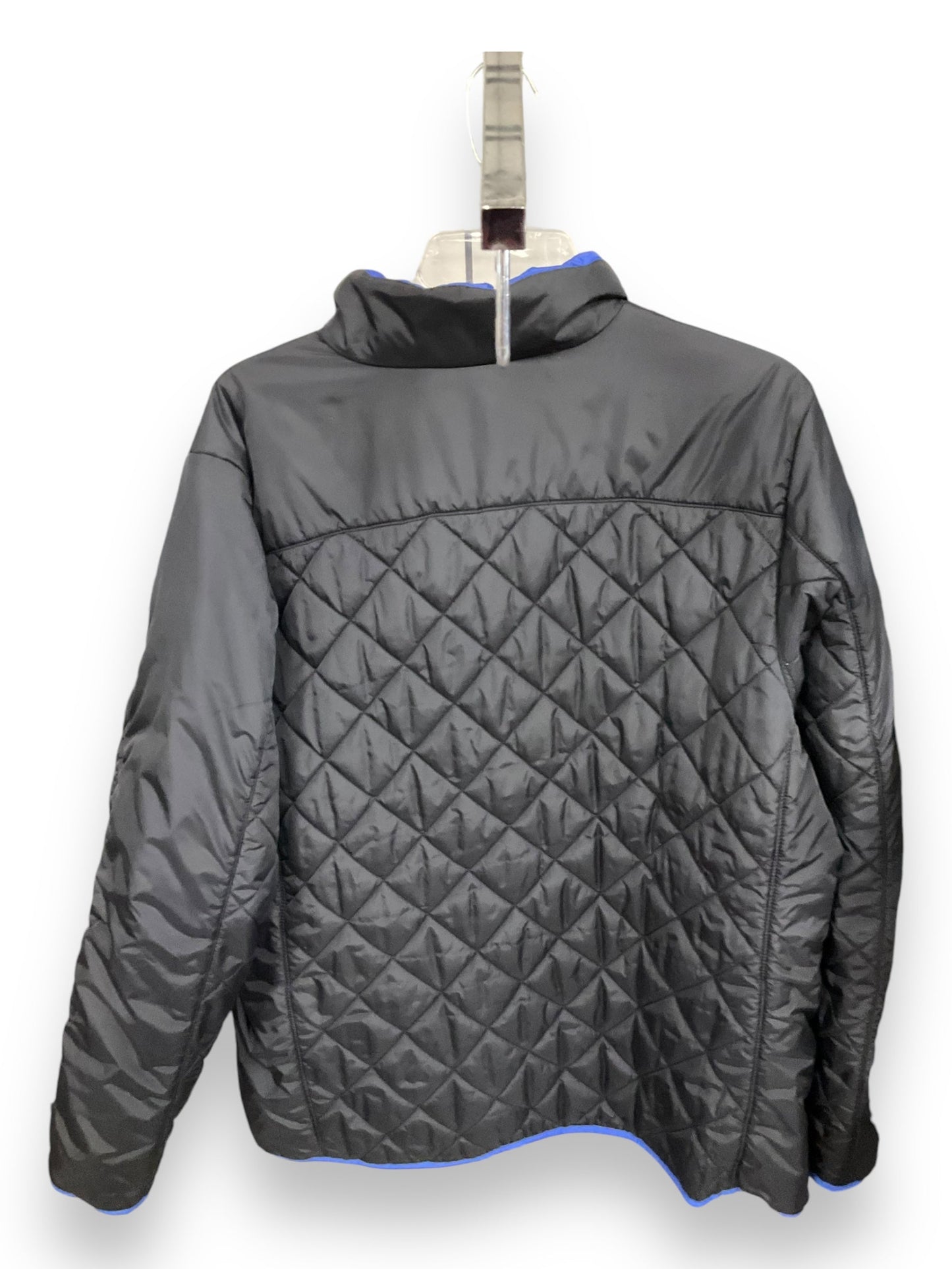 Jacket Puffer & Quilted By Lands End In Black & Blue, Size: 1x