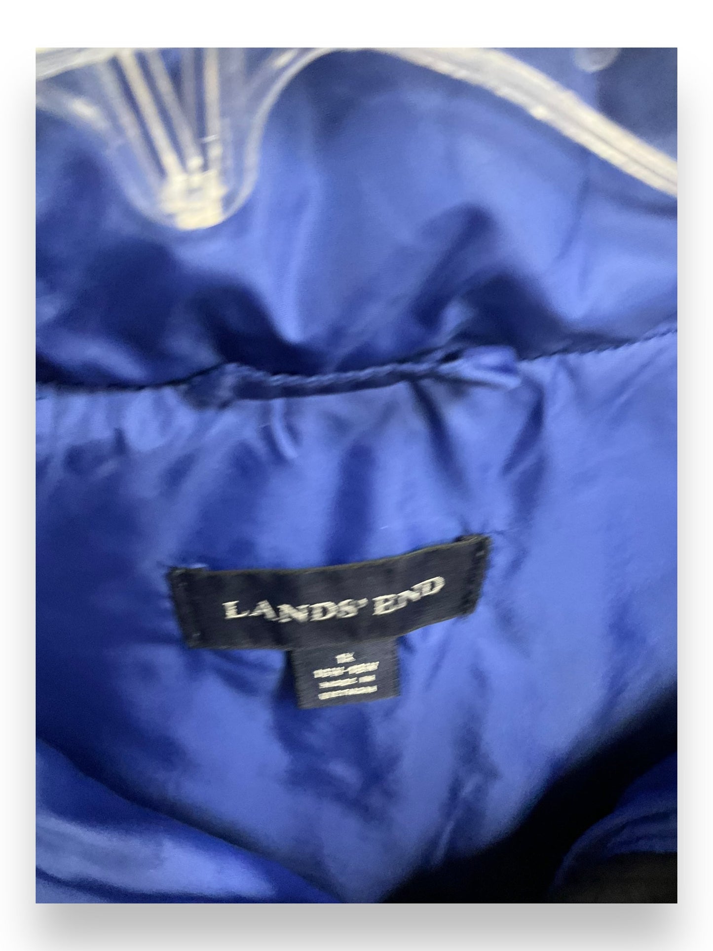 Jacket Puffer & Quilted By Lands End In Black & Blue, Size: 1x