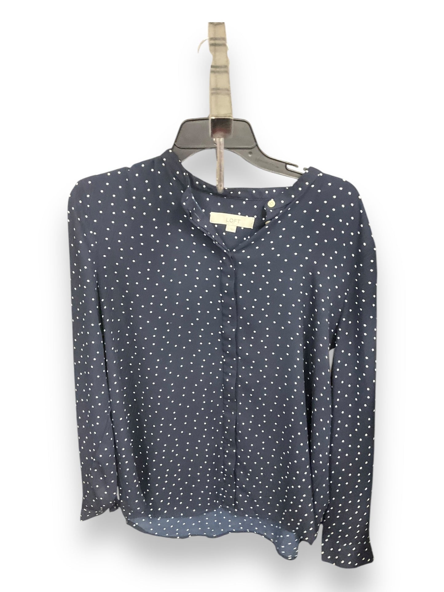 Blouse Long Sleeve By Loft In Polkadot Pattern, Size: L