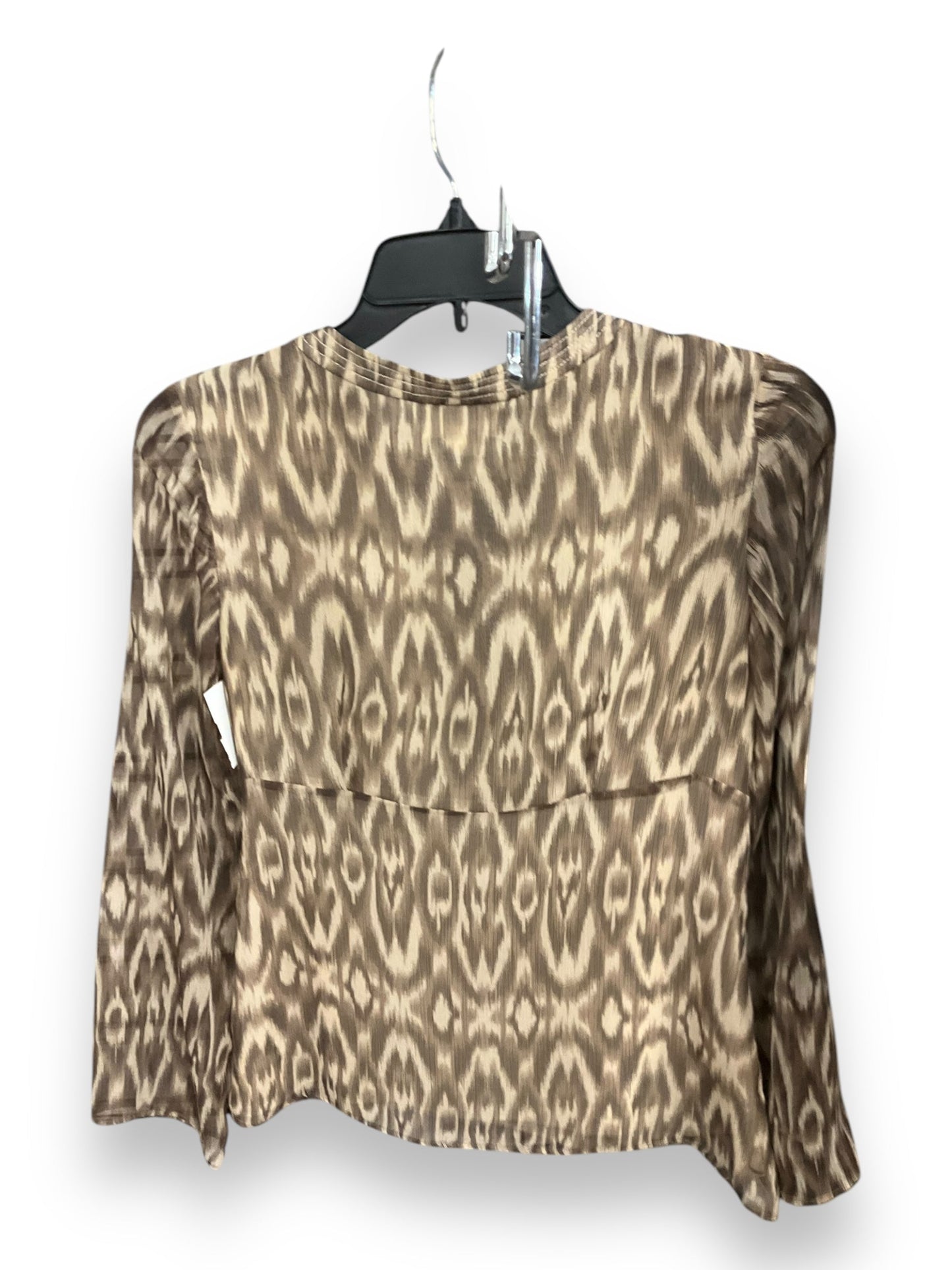 Top Long Sleeve By Loft In Brown & Cream, Size: S