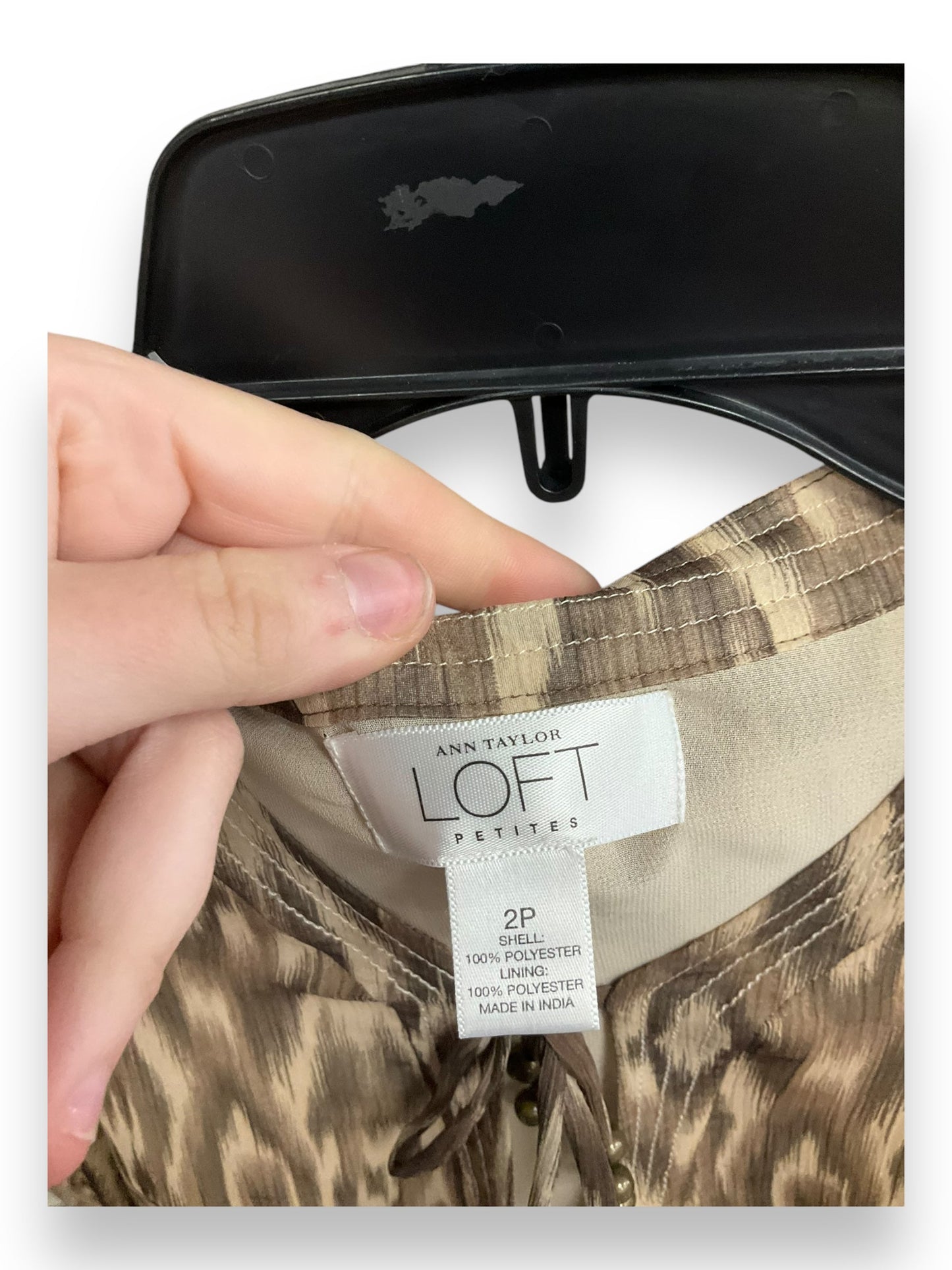 Top Long Sleeve By Loft In Brown & Cream, Size: S