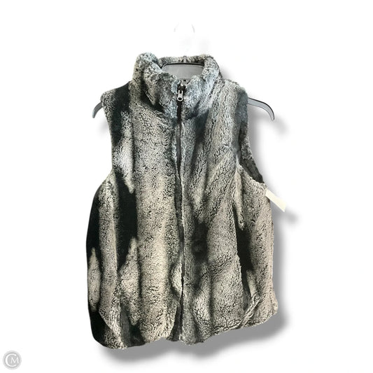 Vest Faux Fur & Sherpa By Clothes Mentor In Black & Grey, Size: M