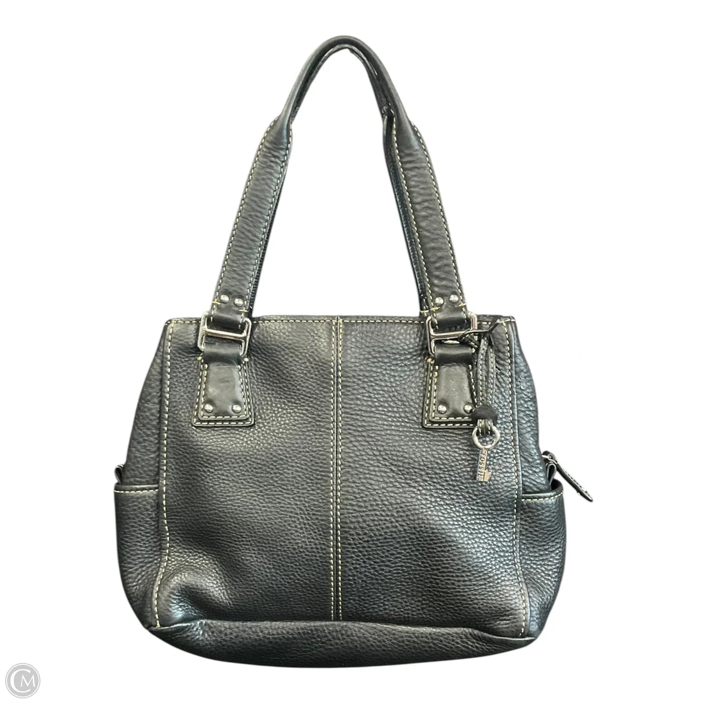 Handbag Leather By Fossil, Size: Medium