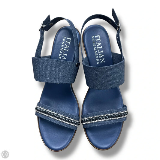 Shoes Heels Wedge By Italian Shoemakers In Blue Denim, Size: 8