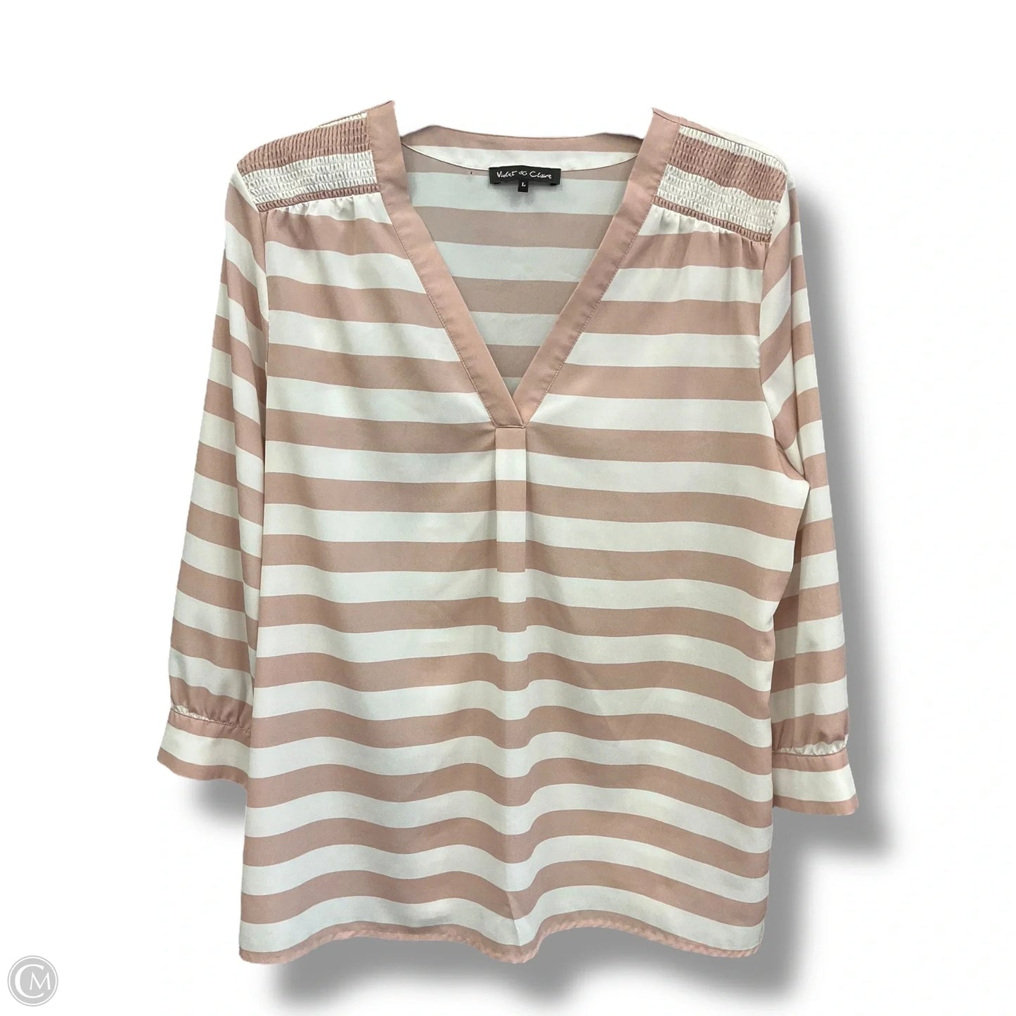 Top 3/4 Sleeve By Violet And Claire In Cream & Pink, Size: L