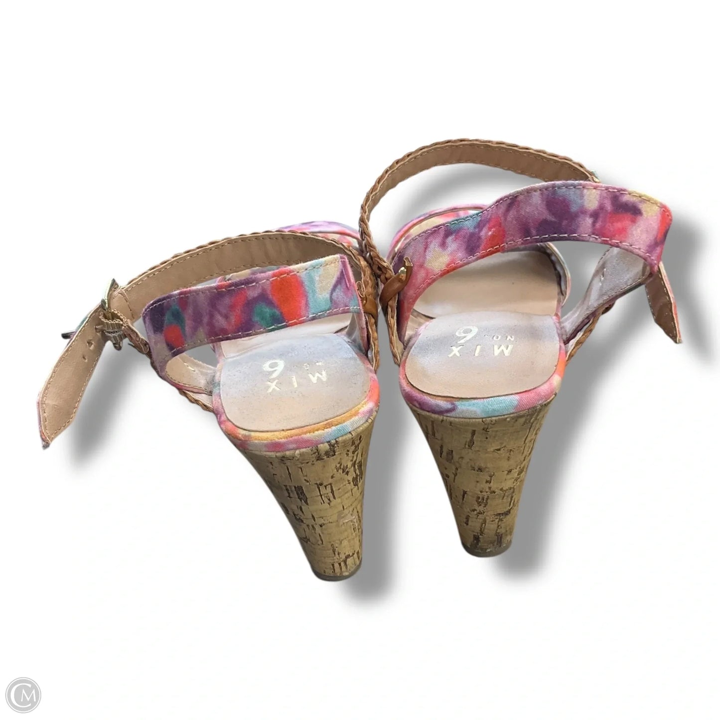 Sandals Heels Wedge By Mix No 6 In Multi-colored, Size: 8