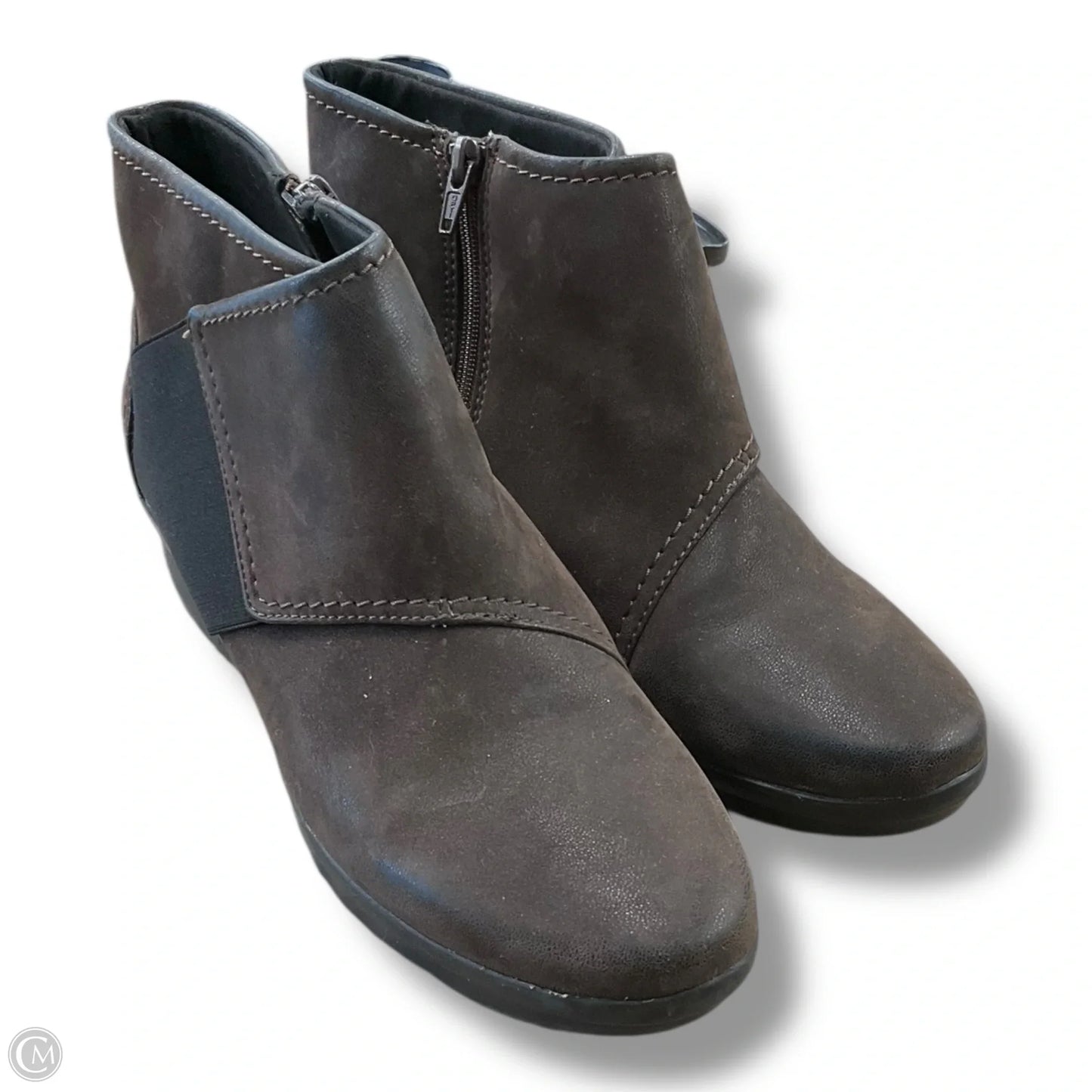 Boots Ankle Flats By Clarks In Brown, Size: 9.5