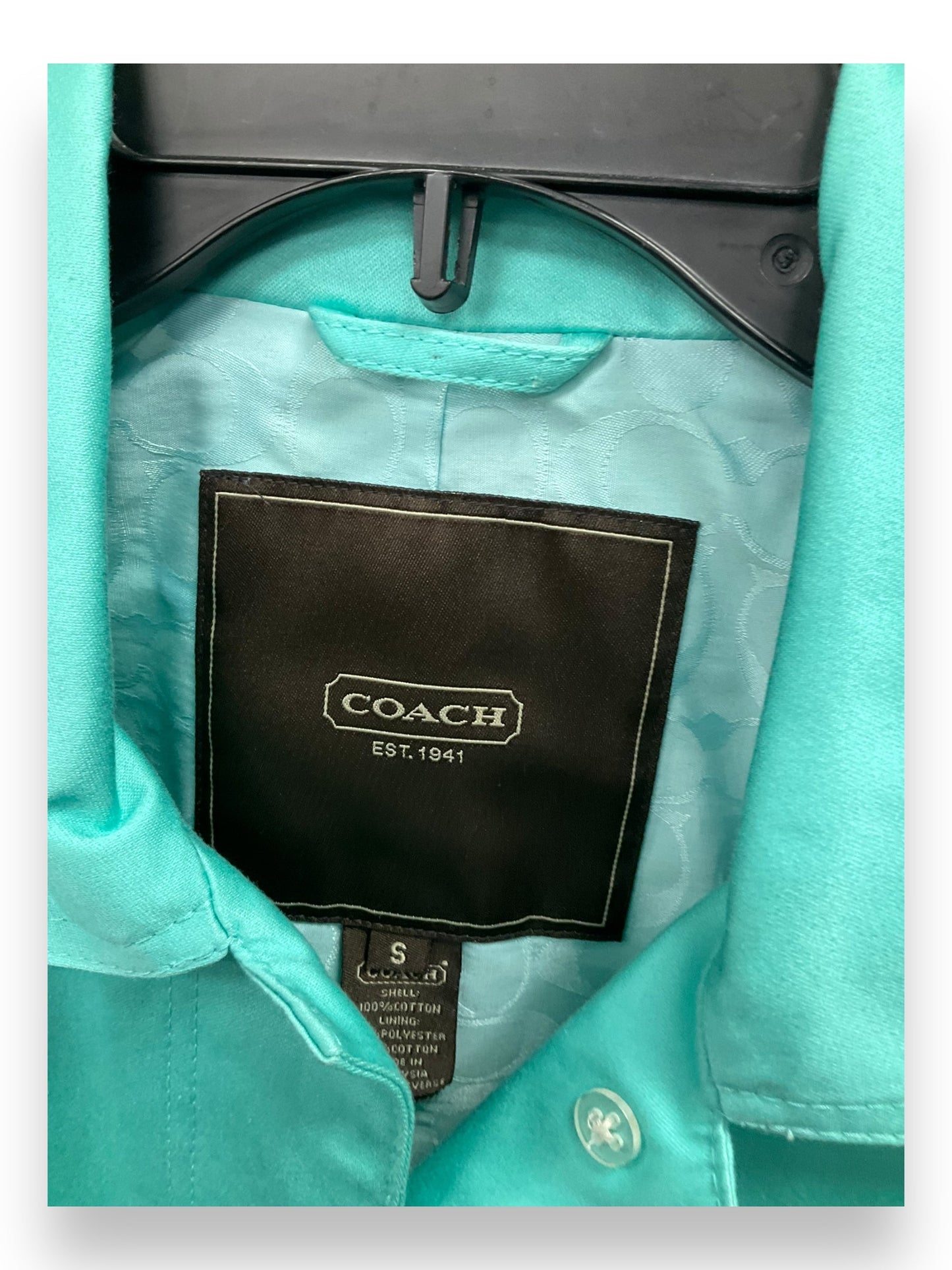 Coat Designer By Coach In Green, Size: S