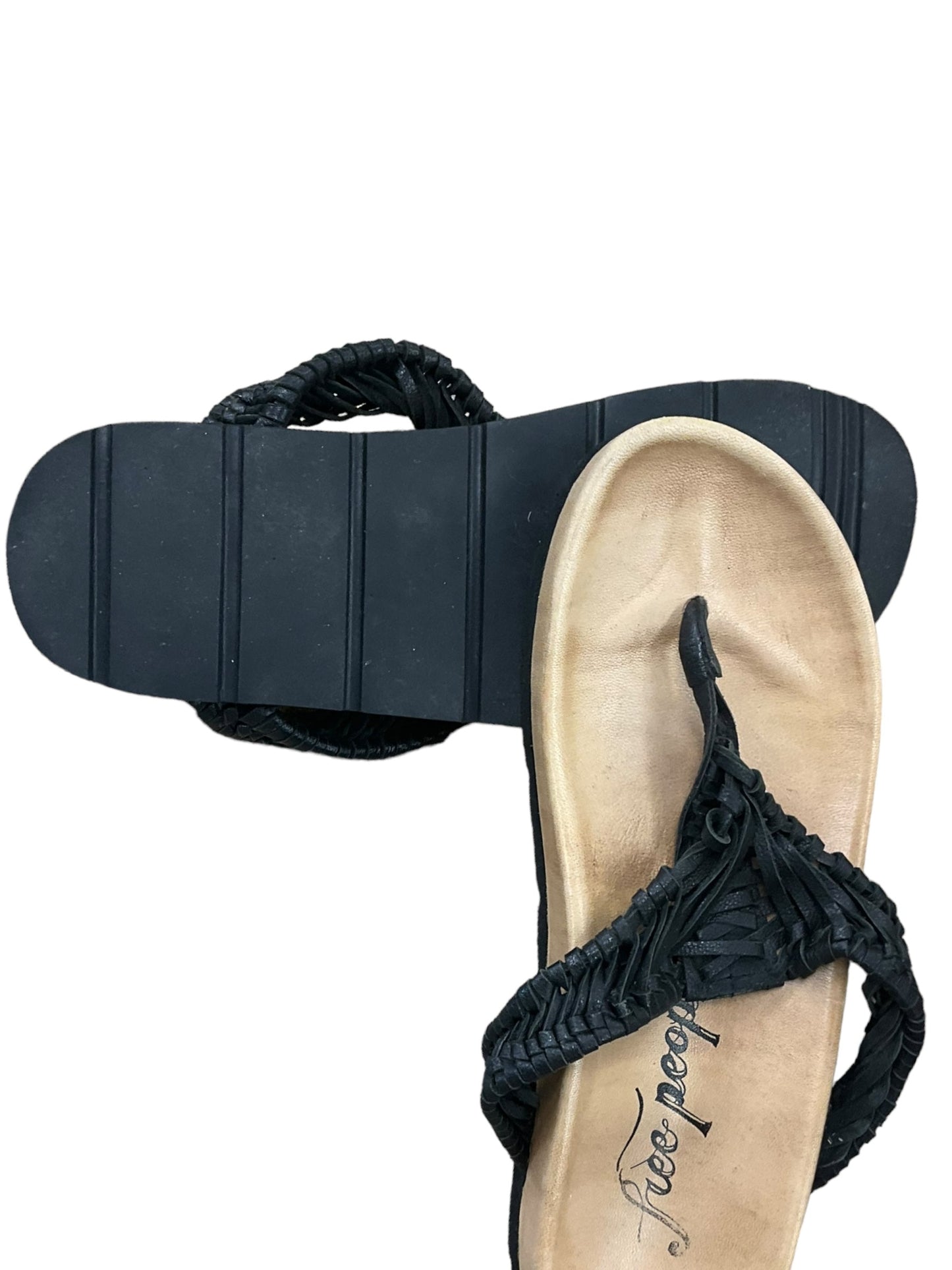 Black Sandals Flip Flops Free People, Size 6