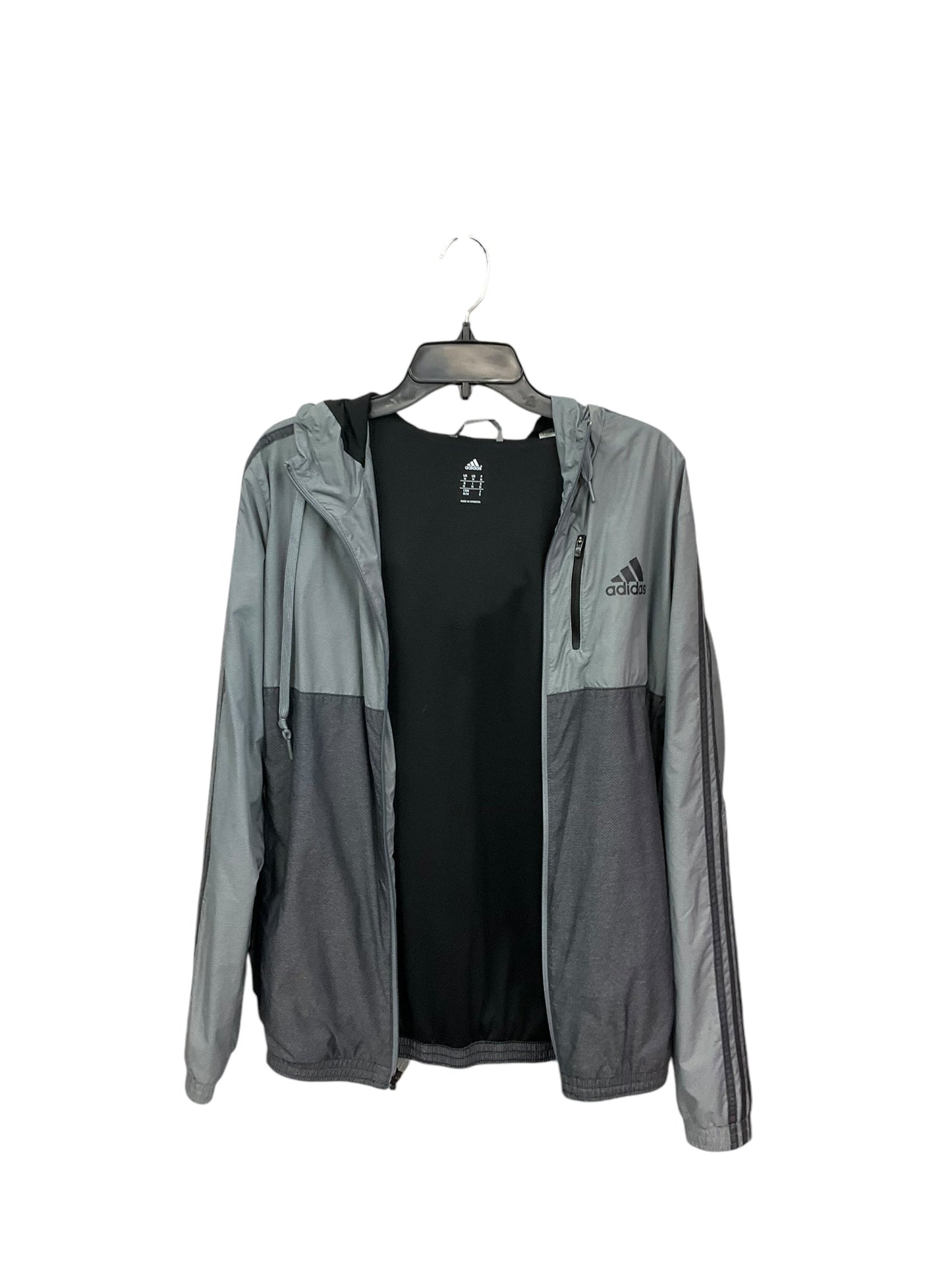 Athletic Jacket By Adidas In Grey, Size: M