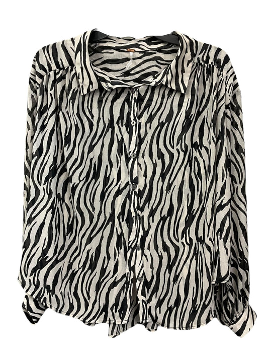 Zebra Print Blouse Long Sleeve Free People, Size S