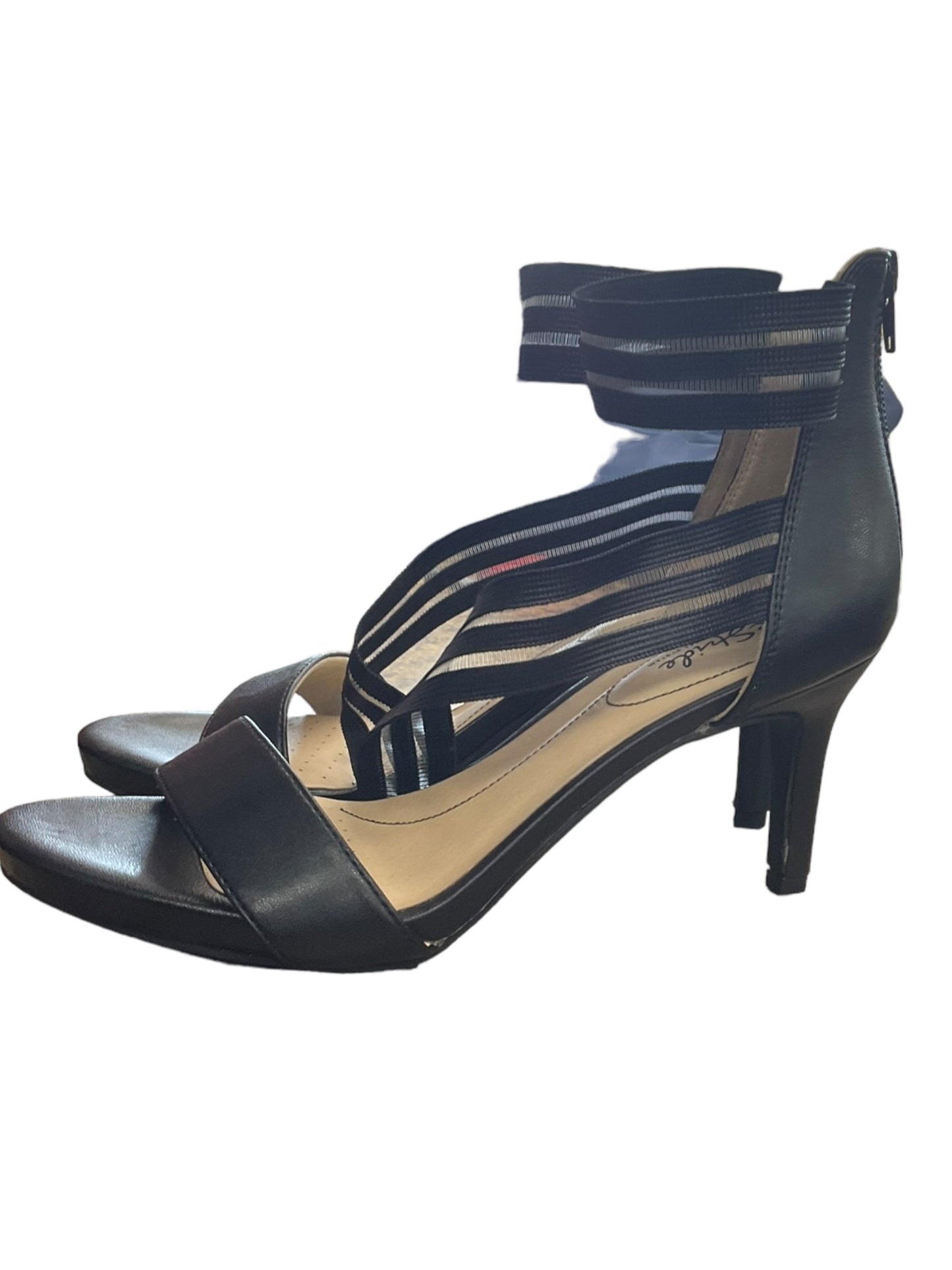 Black Sandals Heels Stiletto Life Stride, Size 9