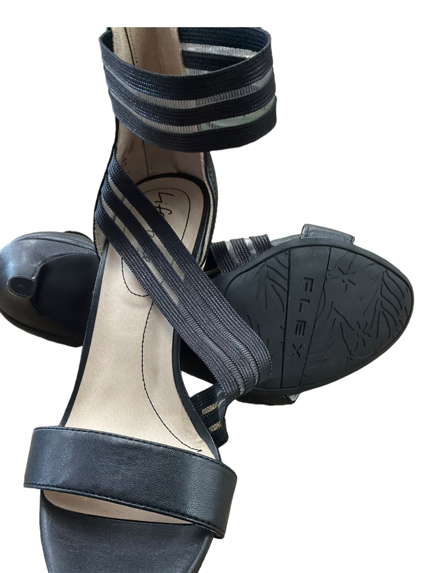 Black Sandals Heels Stiletto Life Stride, Size 9