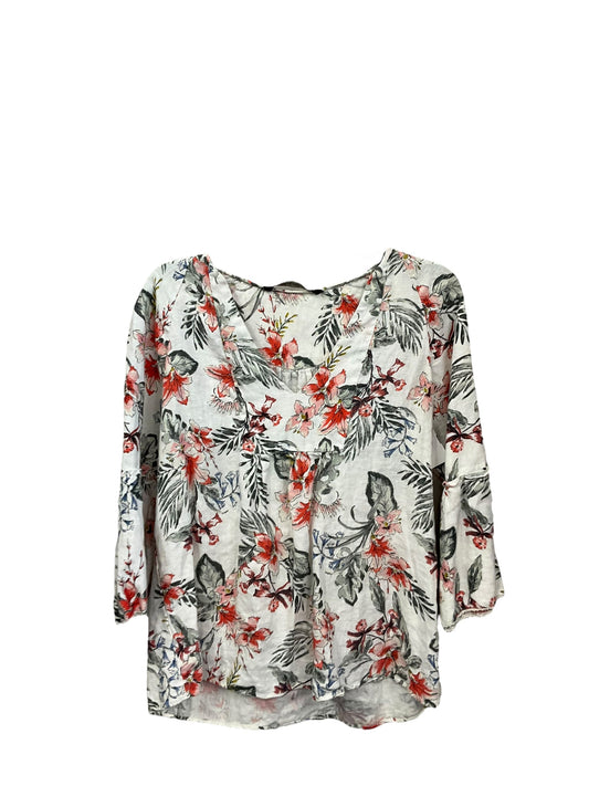 Top 3/4 Sleeve By Zara Basic In Floral Print, Size: S