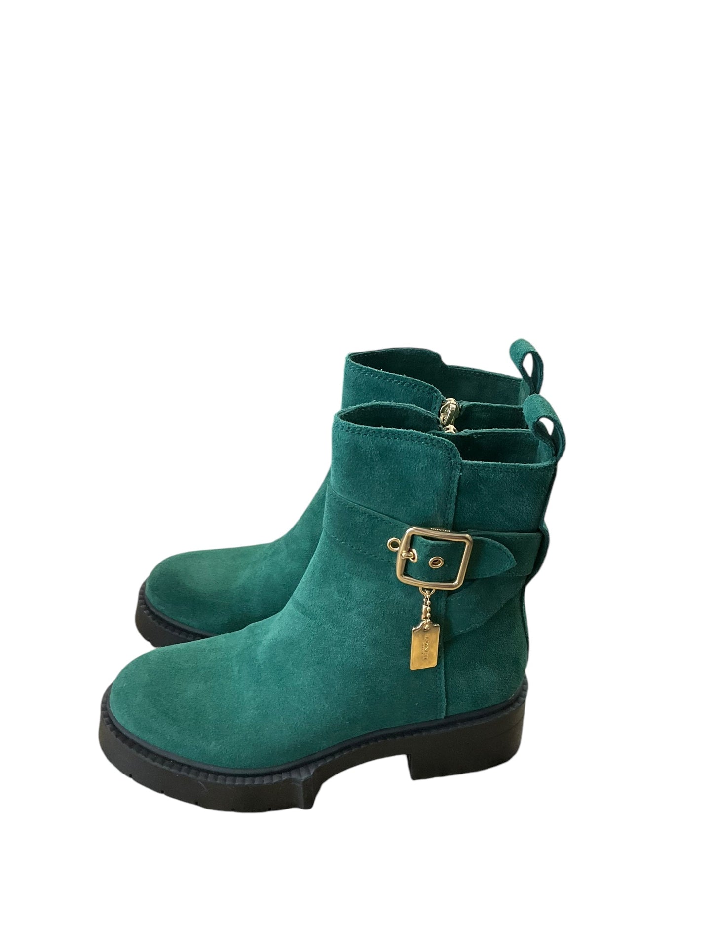 Boots Ankle Heels By Coach In Green, Size: 5.5