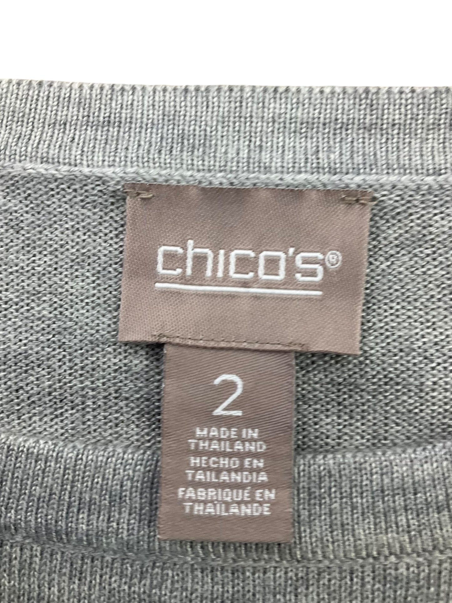 Top 3/4 Sleeve By Chicos In Grey, Size: L