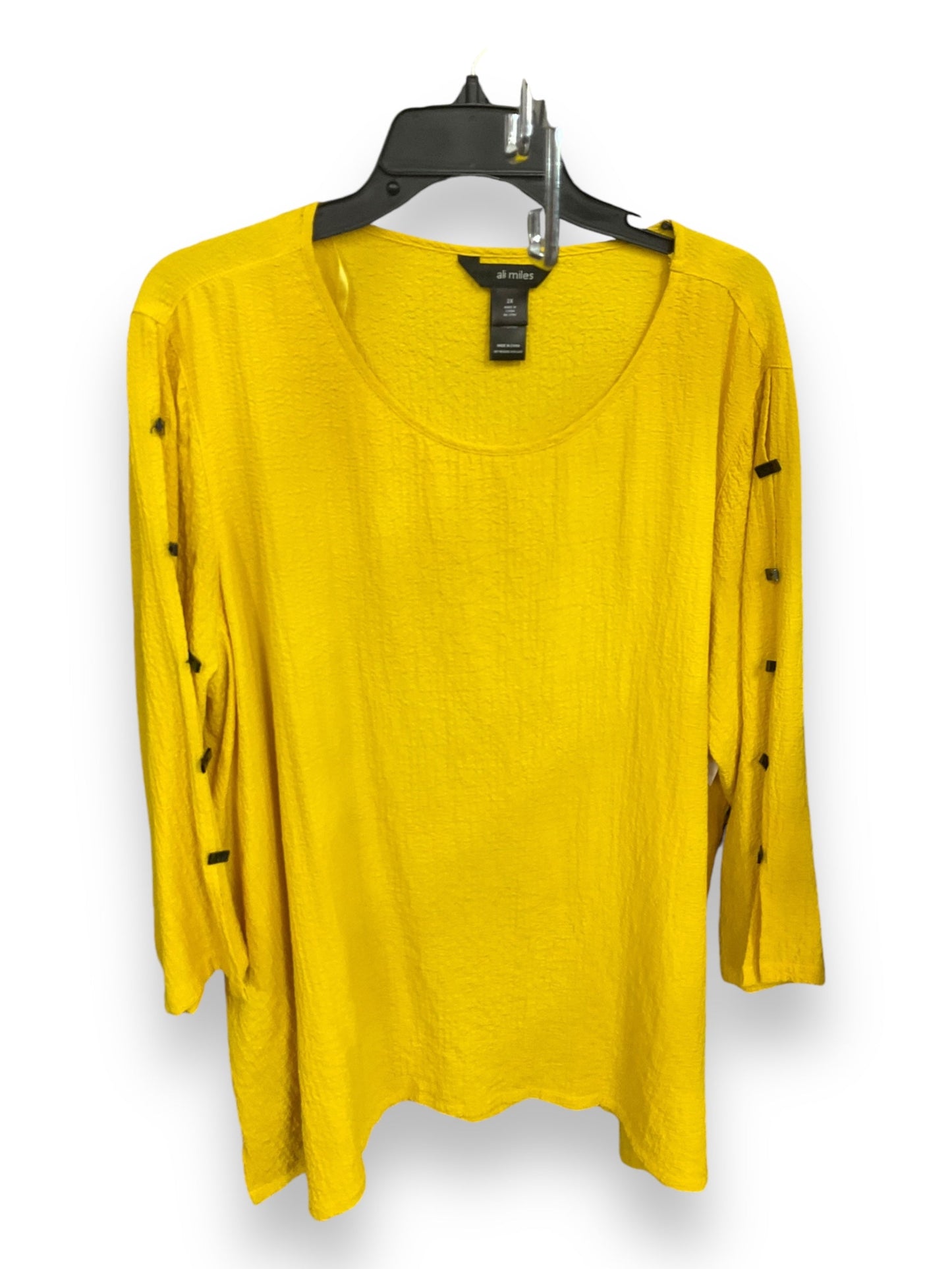 Top Long Sleeve By Ali Miles In Yellow, Size: 2x