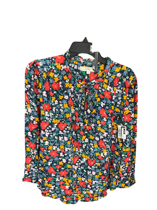 Blouse Long Sleeve By Loft In Floral Print, Size: M