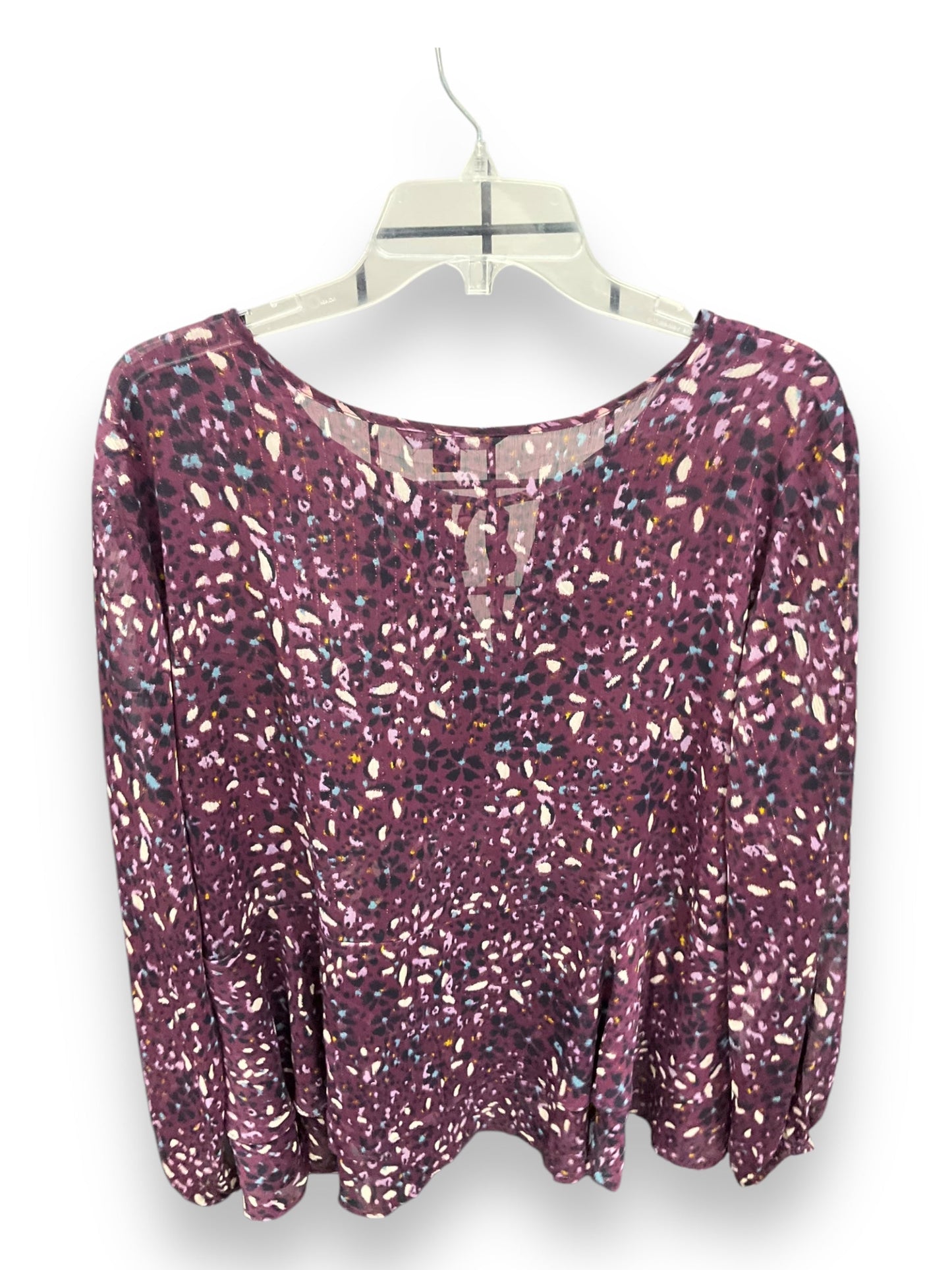 Blouse Long Sleeve By Zac And Rachel In Purple, Size: 2x