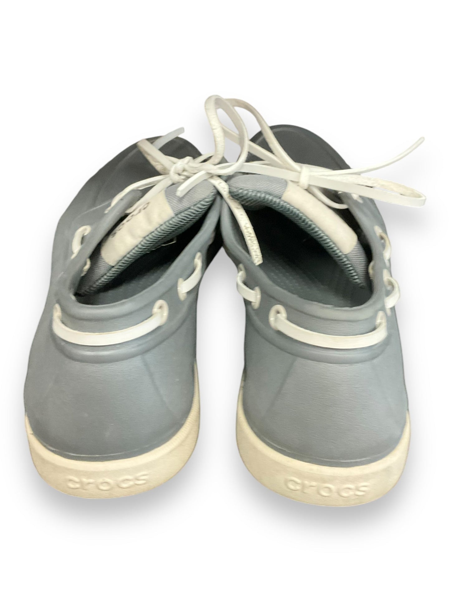 Shoes Flats Boat By Crocs In Grey, Size: 8