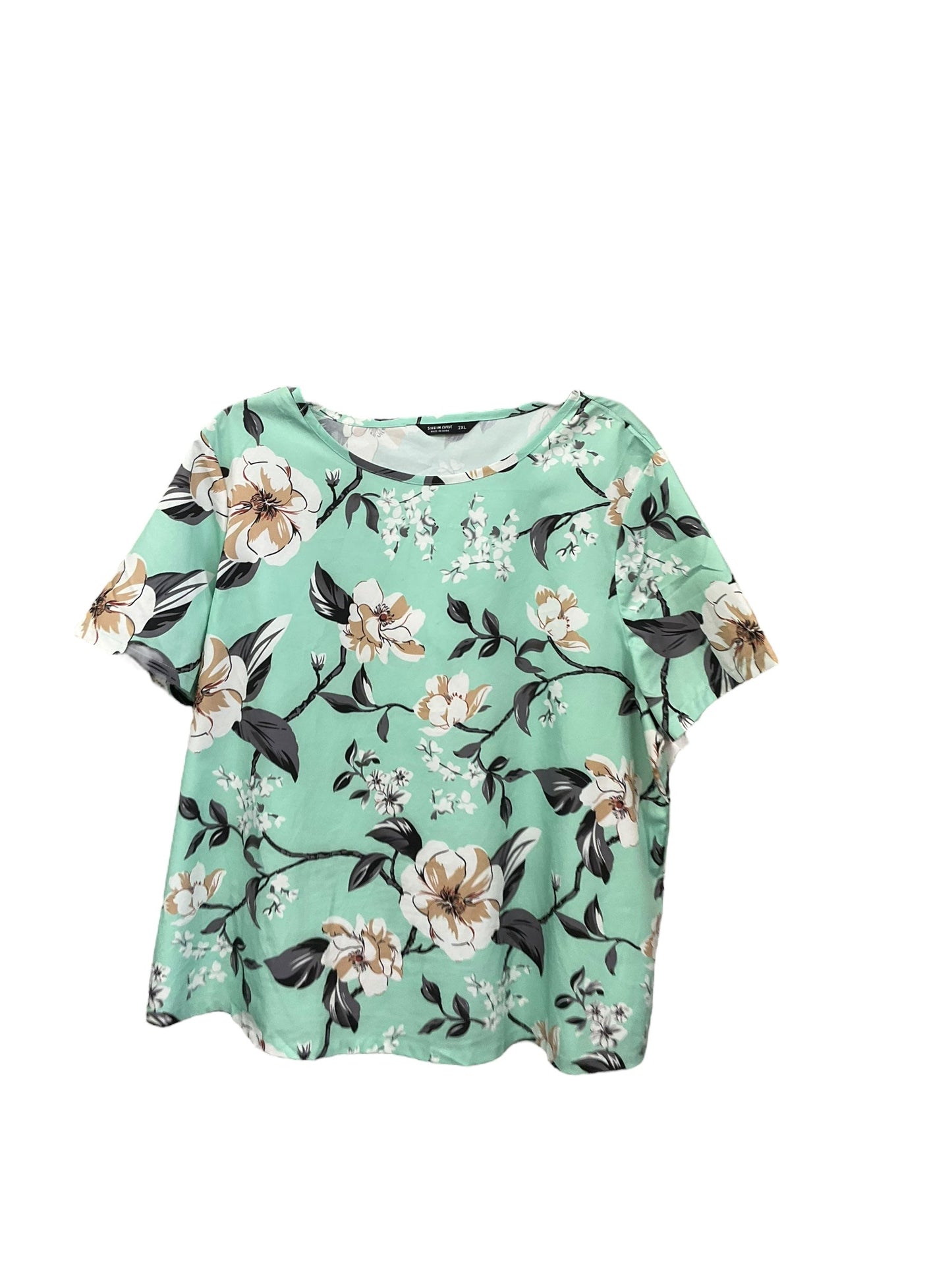 Top Short Sleeve By Shein In Floral, Size: 2x