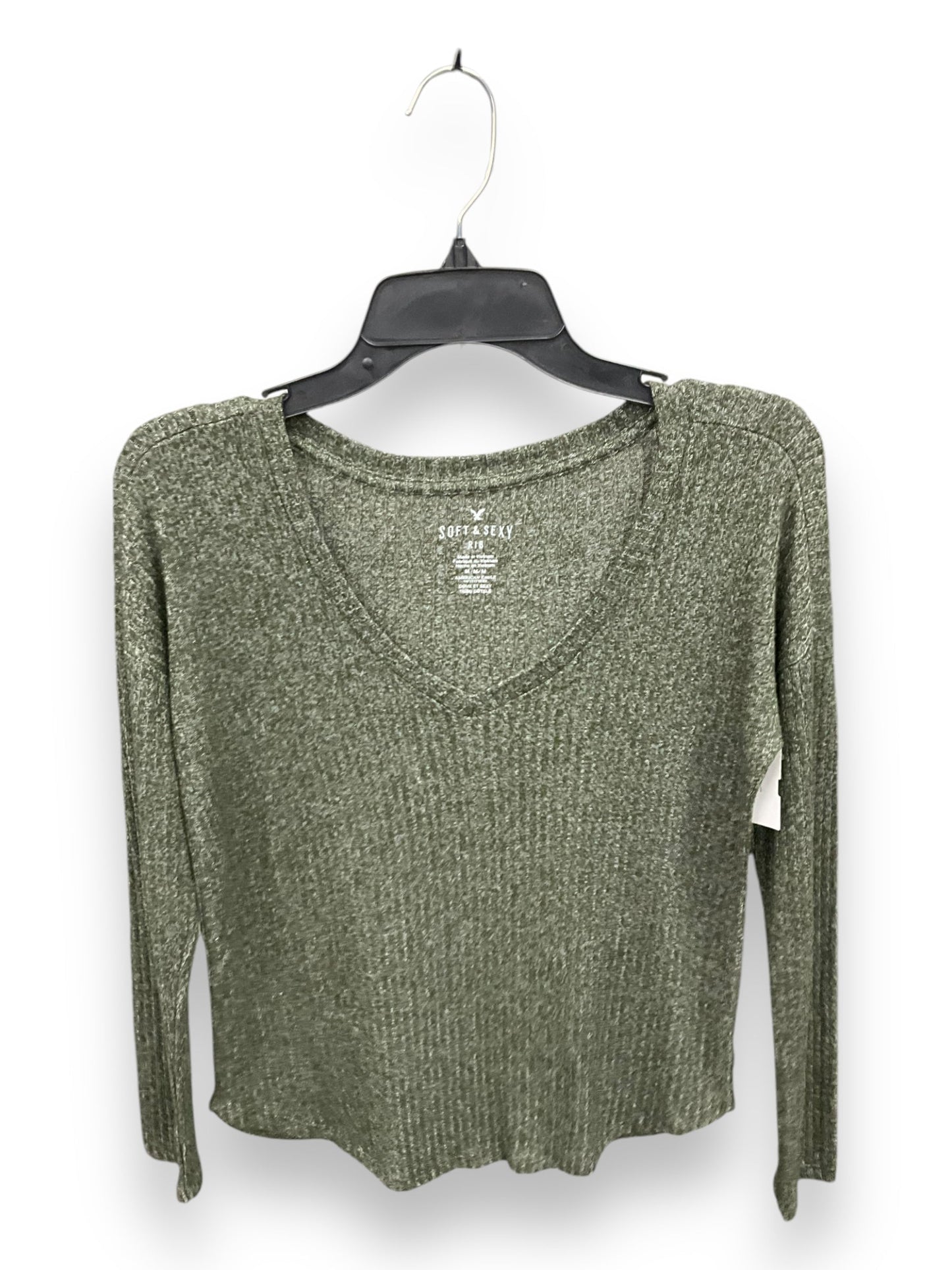 Top Long Sleeve Basic By American Eagle In Green, Size: M