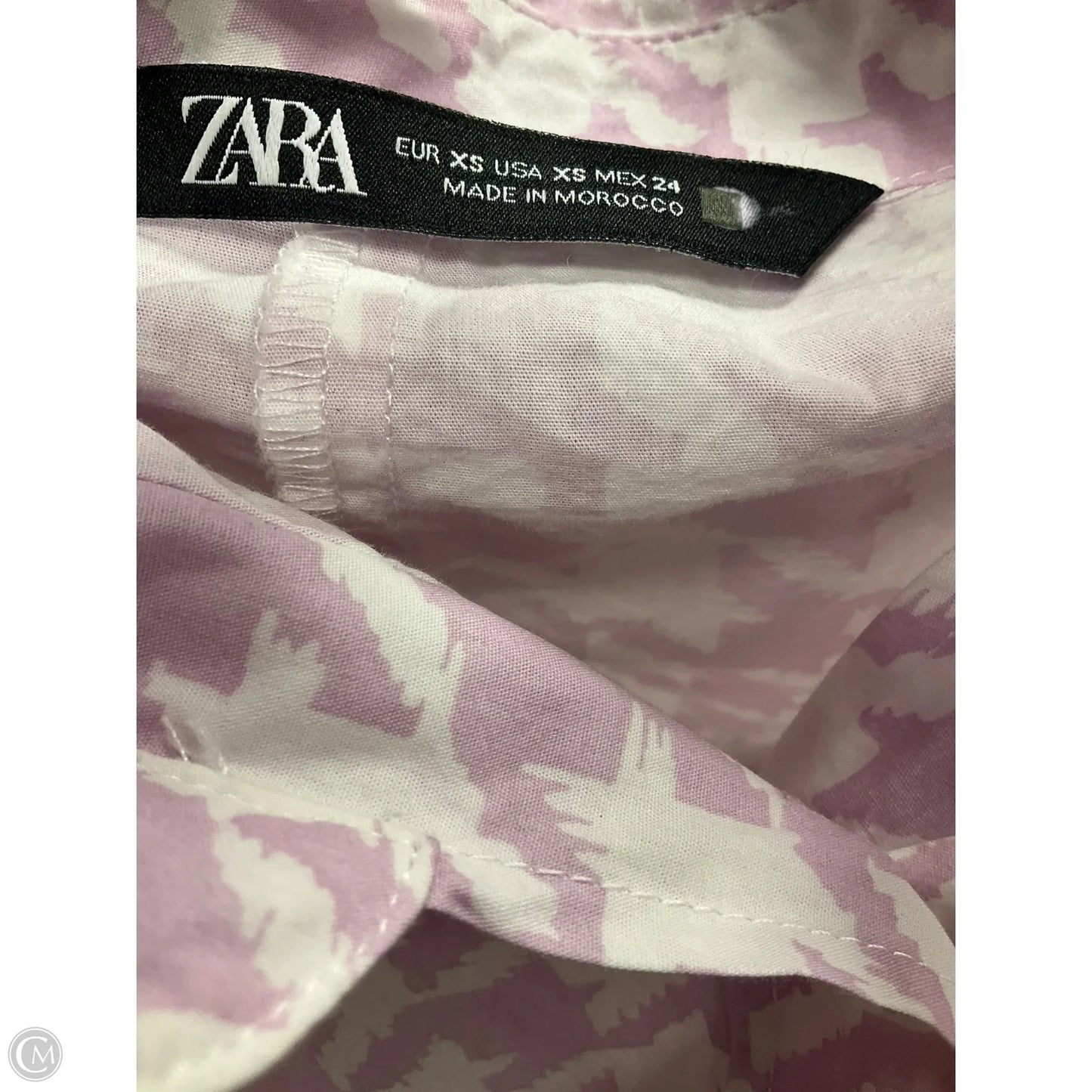 Blouse Long Sleeve By Zara In Pink & White, Size: Xs