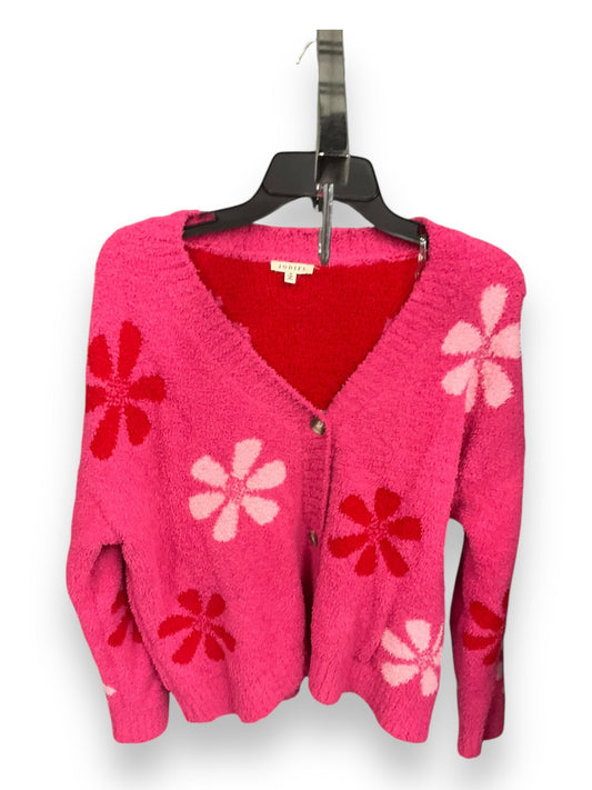 Sweater Cardigan By Jodifl In Pink & Red, Size: M