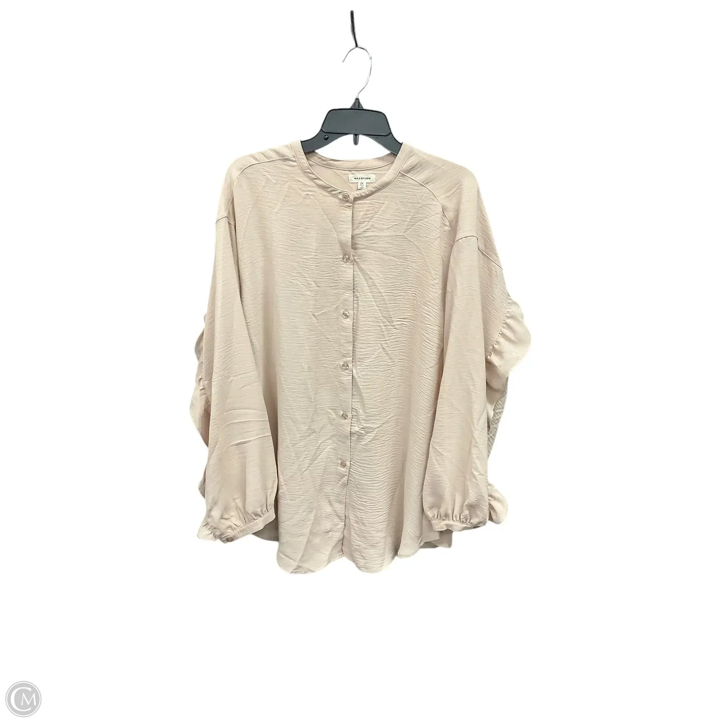 Blouse Long Sleeve By Max Studio In Beige, Size: 2x