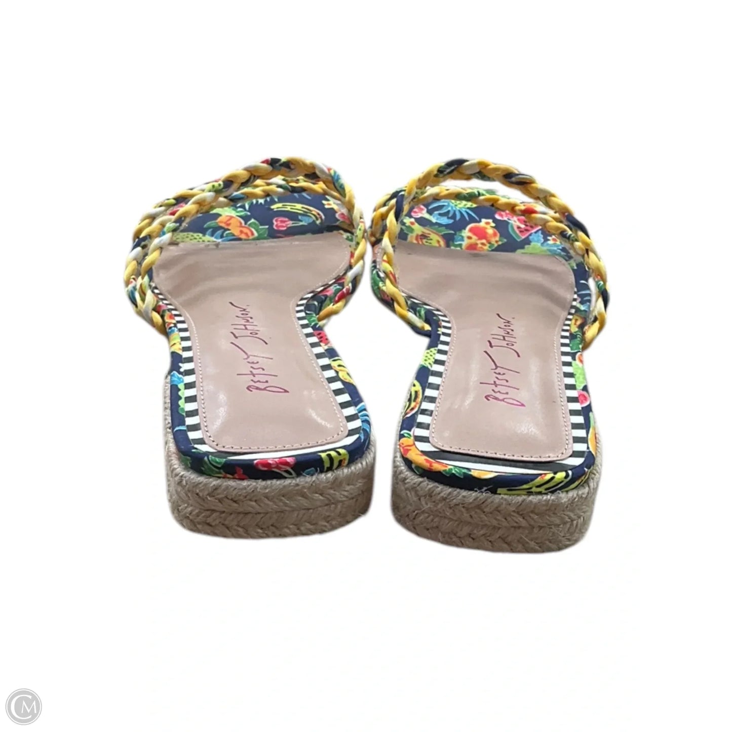 Sandals Heels Wedge By Betsey Johnson In Tropical Print, Size: 6.5
