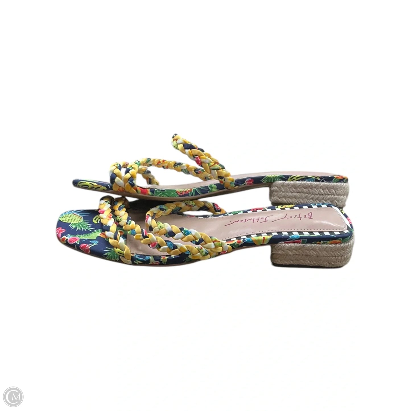 Sandals Heels Wedge By Betsey Johnson In Tropical Print, Size: 6.5