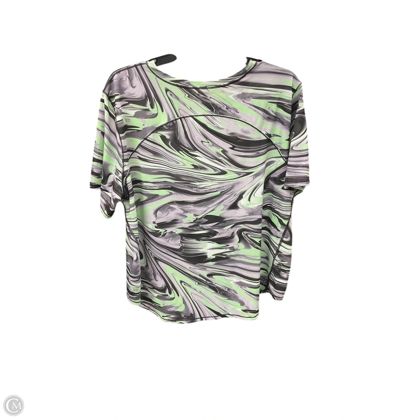 Athletic Top Short Sleeve By Lululemon In Green & Grey, Size: Xl