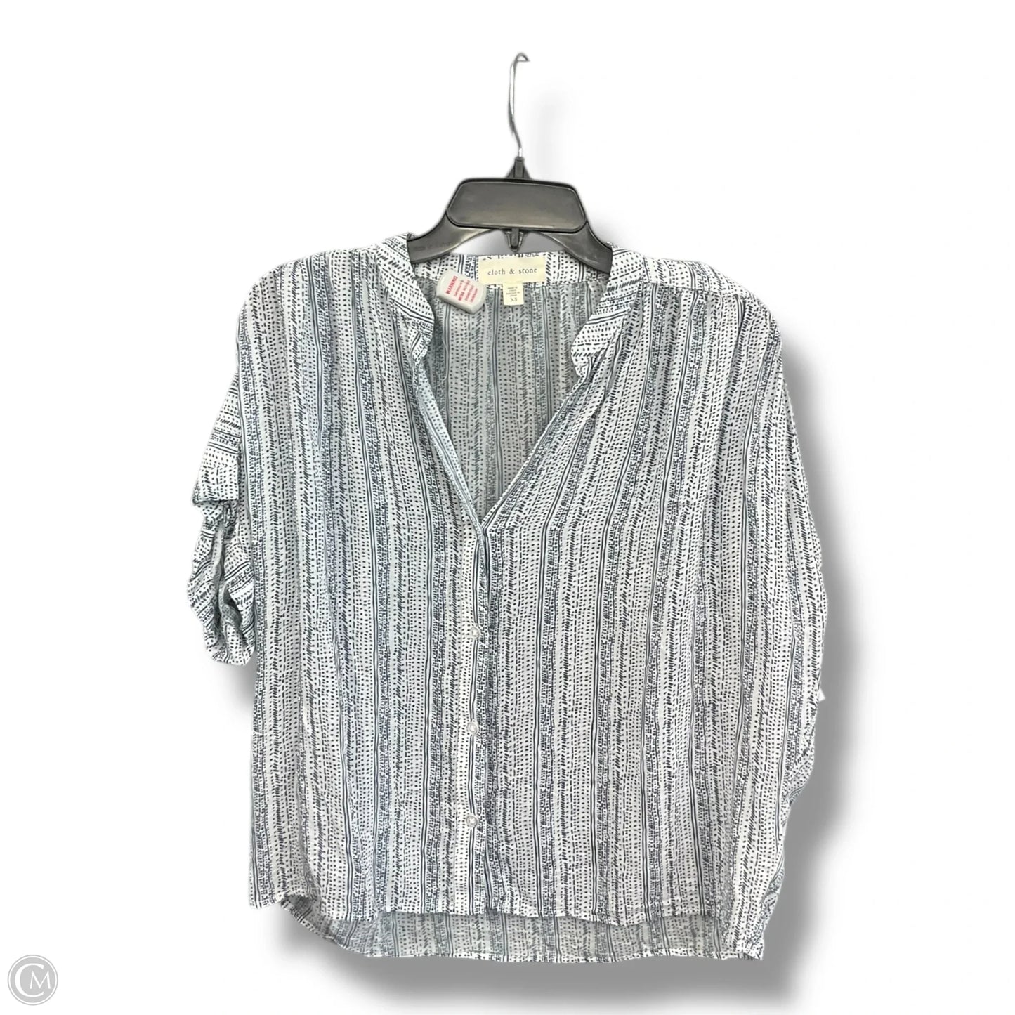 Blouse Short Sleeve By Cloth & Stone In Blue & White, Size: Xs