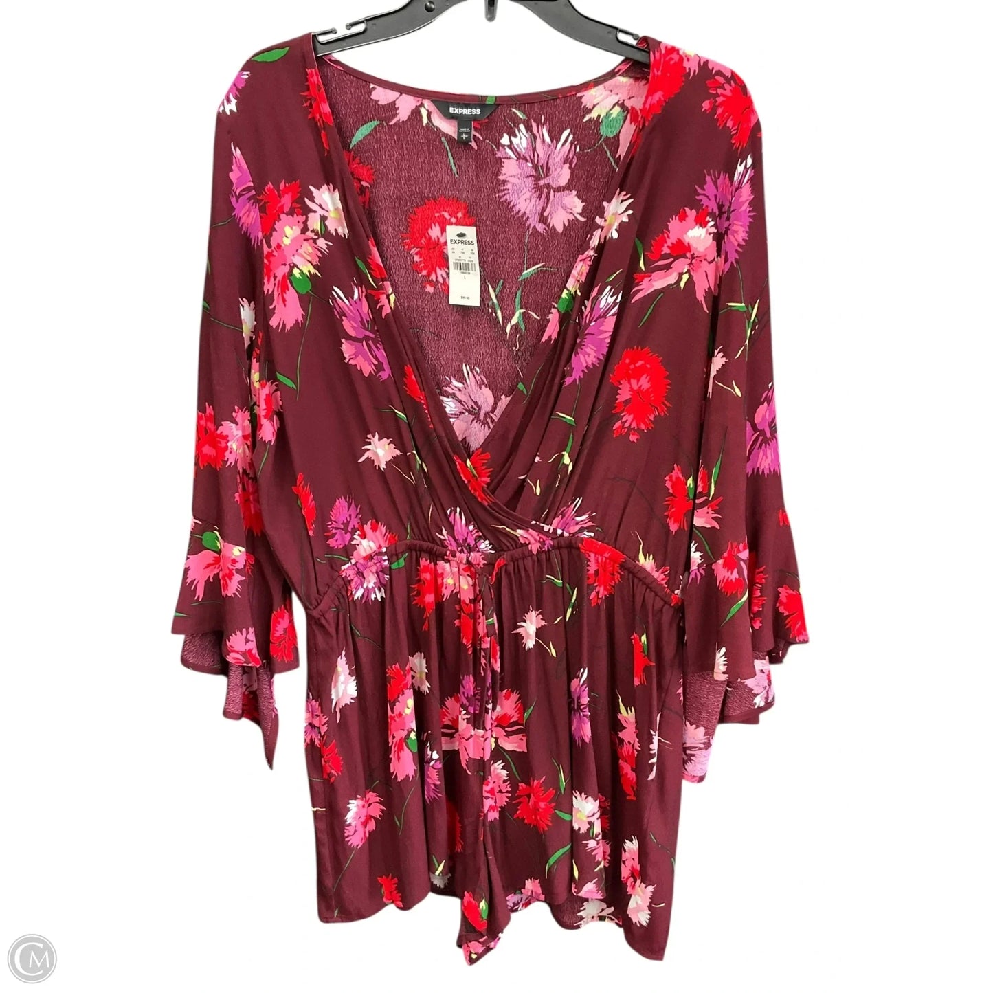 Romper By Express In Floral Print, Size: L