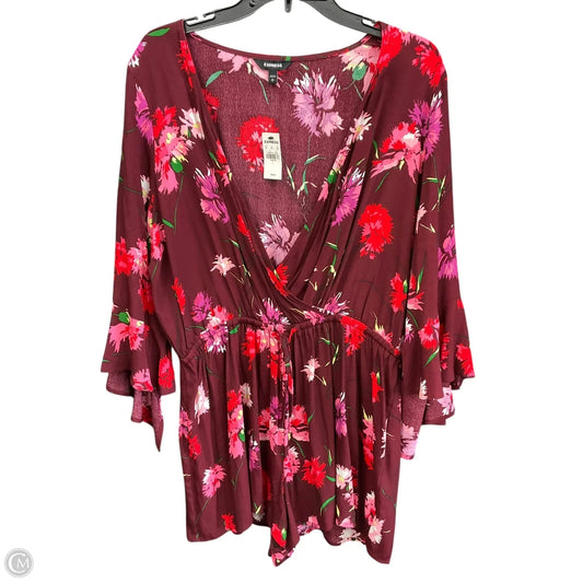 Romper By Express In Floral Print, Size: L