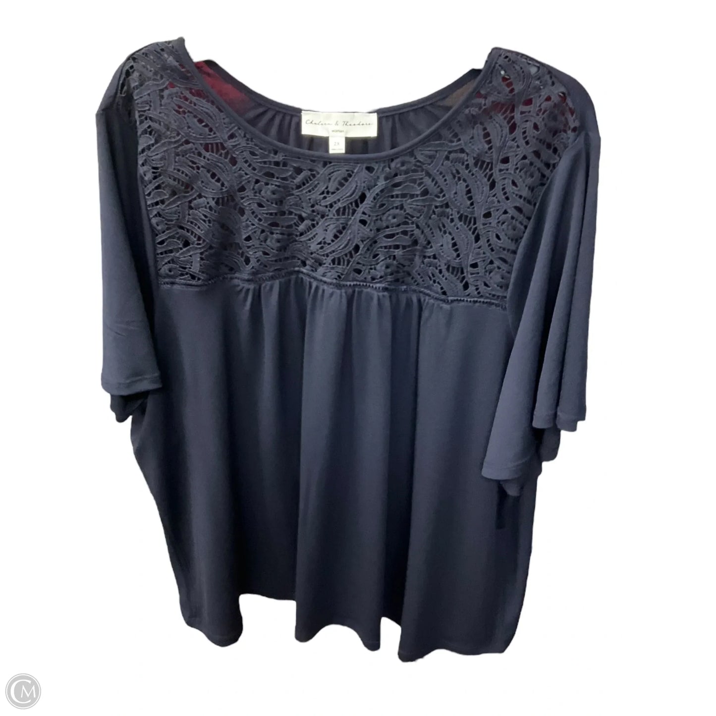 Top Short Sleeve By Chelsea And Theodore In Navy, Size: 2x