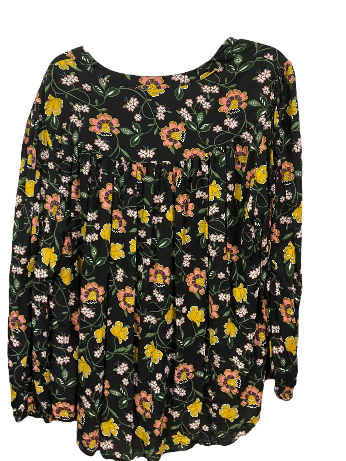 Black Floral Blouse Long Sleeve Evri, Size 1x